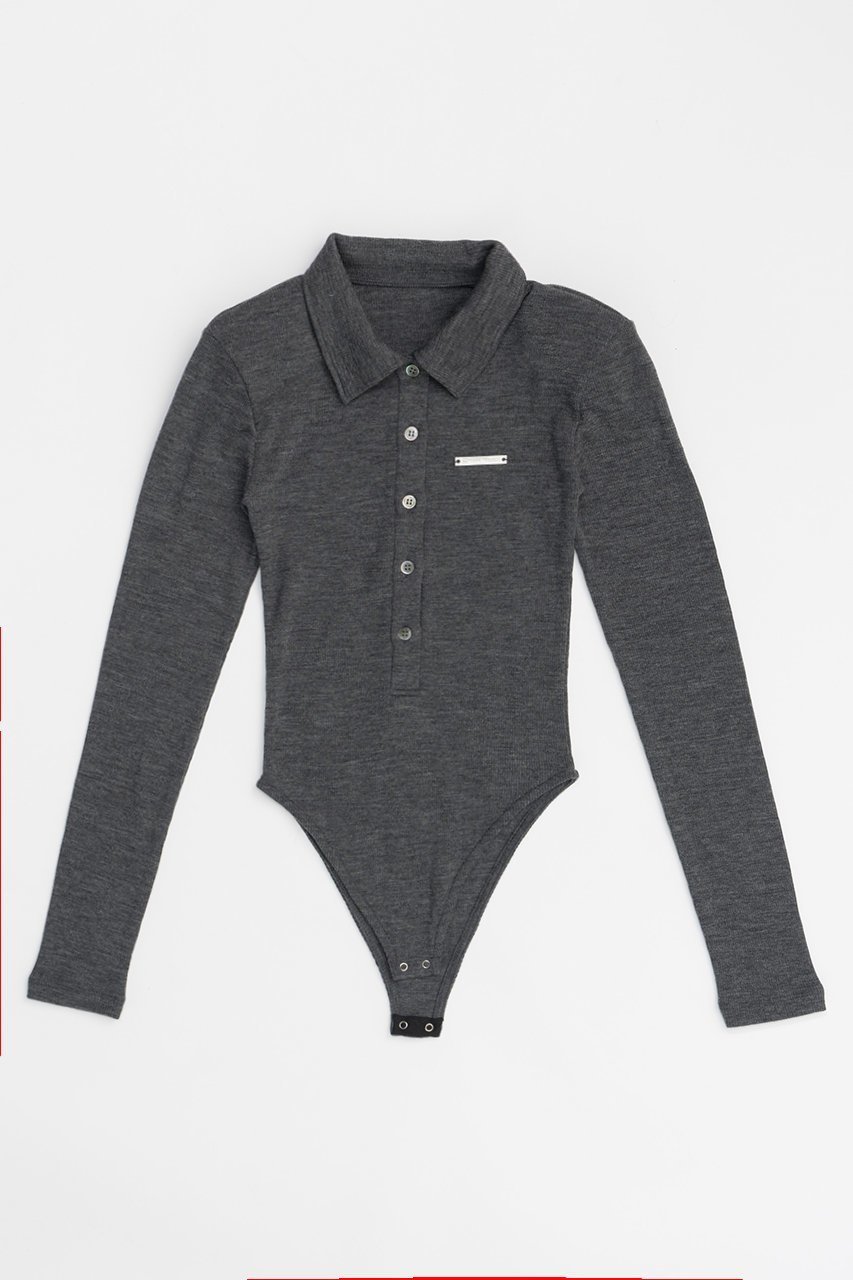 【プランク プロジェクト/PRANK PROJECT】のポロボディスーツ / Polo Bodysuit インテリア・キッズ・メンズ・レディースファッション・服の通販 founy(ファニー) 　ファッション　Fashion　レディースファッション　Fashion for Women　トップス・カットソー　Cut & Sew Tops　シャツ・ブラウス・オフィスカジュアル　Elegant Blouses & Button-Ups　ロングTシャツ・Tシャツ　Longline T-Shirts & Tees　カットソー・ベーシックTシャツ　Cut-and-Sewn Tops / Stretch Tees & Basics　カッティング　Cutting Detail　シンプル　Simple, Minimal　スリーブ　Sleeve, Long Sleeve / Short Sleeve　スーツ　Suit, Formalwear　テレコ　Ribbed, Rib Stitch　ポロシャツ　Polo Shirt, Collared Tee　ロング　Long, Long-Length　GRY(グレー)|ID: prp329100004607896 ipo3291000000032912441
