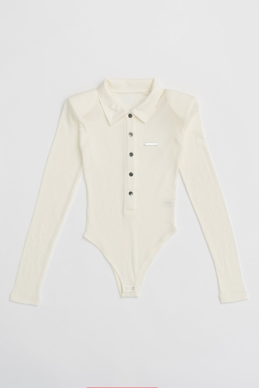 【プランク プロジェクト/PRANK PROJECT】のポロボディスーツ / Polo Bodysuit インテリア・キッズ・メンズ・レディースファッション・服の通販 founy(ファニー) 　ファッション　Fashion　レディースファッション　Fashion for Women　トップス・カットソー　Cut & Sew Tops　シャツ・ブラウス・オフィスカジュアル　Elegant Blouses & Button-Ups　ロングTシャツ・Tシャツ　Longline T-Shirts & Tees　カットソー・ベーシックTシャツ　Cut-and-Sewn Tops / Stretch Tees & Basics　カッティング　Cutting Detail　シンプル　Simple, Minimal　スリーブ　Sleeve, Long Sleeve / Short Sleeve　スーツ　Suit, Formalwear　テレコ　Ribbed, Rib Stitch　ポロシャツ　Polo Shirt, Collared Tee　ロング　Long, Long-Length　WHT(ホワイト)|ID: prp329100004607896 ipo3291000000032912454