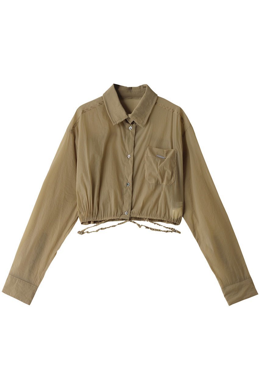 【メゾンスペシャル/MAISON SPECIAL】のSheer Short Length Shirt/シアーショートシャツ インテリア・キッズ・メンズ・レディースファッション・服の通販 founy(ファニー) 　ファッション　Fashion　レディースファッション　Fashion for Women　トップス・カットソー　Cut & Sew Tops　シャツ・ブラウス・オフィスカジュアル　Elegant Blouses & Button-Ups　シャーリング　Shirring, Ruched　ショート　Short, Short Length　ストライプ　Stripe, Striped Pattern　ストレッチ　Stretch, Stretchy Fabric　スリーブ　Sleeve, Long Sleeve / Short Sleeve　バランス　Balance, Style Balance　ボトム　Bottoms, Lower Wear　ロング　Long, Long-Length　ワンポイント　One Point, Statement Accent　BGE(ベージュ)|ID: prp329100004607900 ipo3291000000035064142