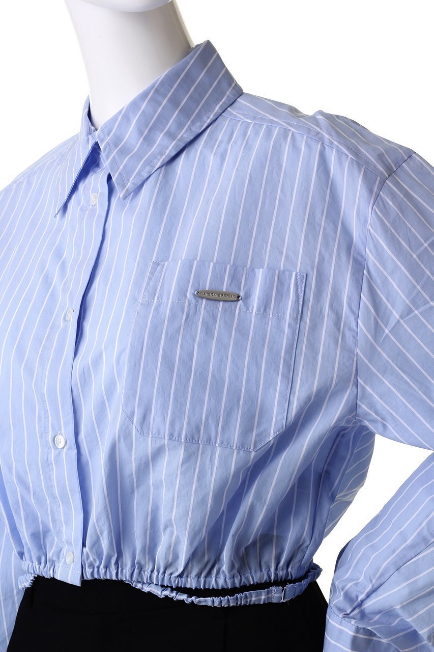 【メゾンスペシャル/MAISON SPECIAL】のSheer Short Length Shirt/シアーショートシャツ 人気、トレンドファッション・服の通販 founy(ファニー) 　ファッション　Fashion　レディースファッション　Fashion for Women　トップス・カットソー　Cut & Sew Tops　シャツ・ブラウス・オフィスカジュアル　Elegant Blouses & Button-Ups　シャーリング　Shirring, Ruched　ショート　Short, Short Length　ストライプ　Stripe, Striped Pattern　ストレッチ　Stretch, Stretchy Fabric　スリーブ　Sleeve, Long Sleeve / Short Sleeve　バランス　Balance, Style Balance　ボトム　Bottoms, Lower Wear　ロング　Long, Long-Length　ワンポイント　One Point, Statement Accent　other-5|ID: prp329100004607900 ipo3291000000036029398