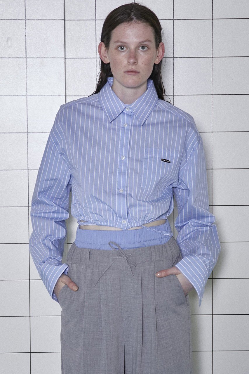 【メゾンスペシャル/MAISON SPECIAL】のSheer Short Length Shirt/シアーショートシャツ 人気、トレンドファッション・服の通販 founy(ファニー) 　ファッション　Fashion　レディースファッション　Fashion for Women　トップス・カットソー　Cut & Sew Tops　シャツ・ブラウス・オフィスカジュアル　Elegant Blouses & Button-Ups　シャーリング　Shirring, Ruched　ショート　Short, Short Length　ストライプ　Stripe, Striped Pattern　ストレッチ　Stretch, Stretchy Fabric　スリーブ　Sleeve, Long Sleeve / Short Sleeve　バランス　Balance, Style Balance　ボトム　Bottoms, Lower Wear　ロング　Long, Long-Length　ワンポイント　One Point, Statement Accent　other-6|ID: prp329100004607900 ipo3291000000036029400