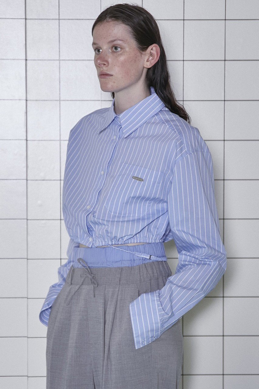 【メゾンスペシャル/MAISON SPECIAL】のSheer Short Length Shirt/シアーショートシャツ 人気、トレンドファッション・服の通販 founy(ファニー) 　ファッション　Fashion　レディースファッション　Fashion for Women　トップス・カットソー　Cut & Sew Tops　シャツ・ブラウス・オフィスカジュアル　Elegant Blouses & Button-Ups　シャーリング　Shirring, Ruched　ショート　Short, Short Length　ストライプ　Stripe, Striped Pattern　ストレッチ　Stretch, Stretchy Fabric　スリーブ　Sleeve, Long Sleeve / Short Sleeve　バランス　Balance, Style Balance　ボトム　Bottoms, Lower Wear　ロング　Long, Long-Length　ワンポイント　One Point, Statement Accent　other-7|ID: prp329100004607900 ipo3291000000036029401