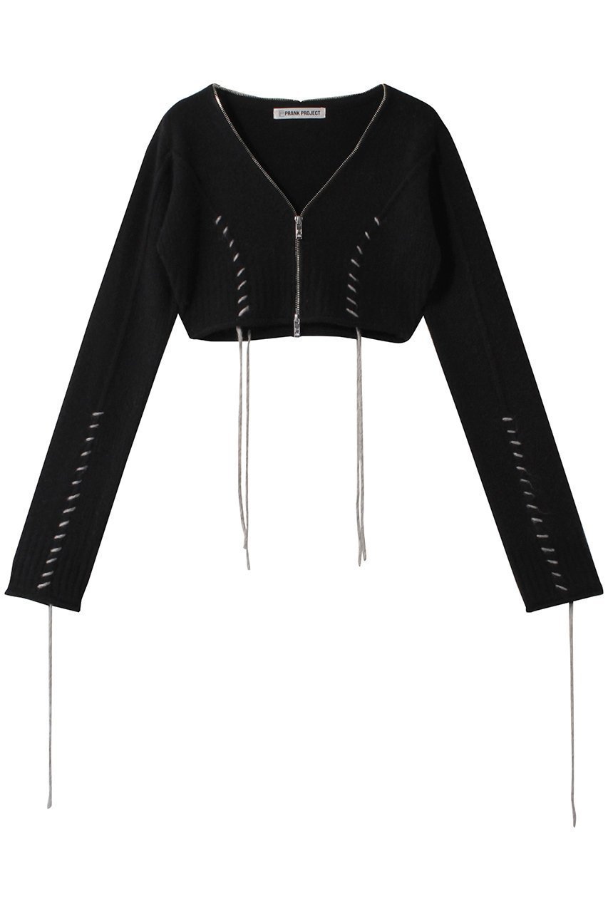 【プランク プロジェクト/PRANK PROJECT】のカシミヤブレンドレースアップニット / Cashmere Blend Lace-Up Knit インテリア・キッズ・メンズ・レディースファッション・服の通販 founy(ファニー) ファッション Fashion レディースファッション Fashion for Women トップス・カットソー Cut & Sew Tops ニット Knit Tops & Sweaters カジュアルプルオーバー・ニットトップス Pullovers & Knit Tops / Casual Pullovers カーディガン Cardigan, Knitwear ジップ Zip, Zipper フェミニン Feminine, Girly BLK(ブラック)|ID: prp329100004607902 ipo3291000000034422845