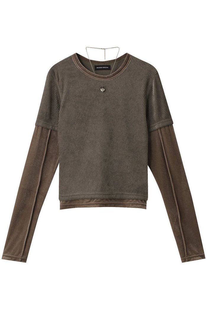 【メゾンスペシャル/MAISON SPECIAL】のWith Heart Necklace Velor Tops/ハートネックレス付きベロアトップス インテリア・キッズ・メンズ・レディースファッション・服の通販 founy(ファニー) https://founy.com/ ファッション Fashion レディースファッション Fashion for Women トップス・カットソー Cut & Sew Tops シャツ・ブラウス・オフィスカジュアル Elegant Blouses & Button-Ups ロングTシャツ・Tシャツ Longline T-Shirts & Tees カットソー・ベーシックTシャツ Cut-and-Sewn Tops / Stretch Tees & Basics ベロアトップス Velour Tops / Velvet-Look Items ジュエリー Jewelry ネックレス Necklaces & Pendants コーデュロイ Corduroy, Cord Fabric ストライプ Stripe, Striped Pattern スリーブ Sleeve, Long Sleeve / Short Sleeve ドッキング Docking, Mixed Material ネックレス Necklace, Pendant Necklace 長袖 Long Sleeve, Full Sleeve バイアス Bias, Diagonal Cut ベロア Velour, Soft Velvet 半袖 Short Sleeve, Half Sleeve ロング Long, Long-Length ワンポイント One Point, Statement Accent |ID: prp329100004607911 ipo3291000000032913653