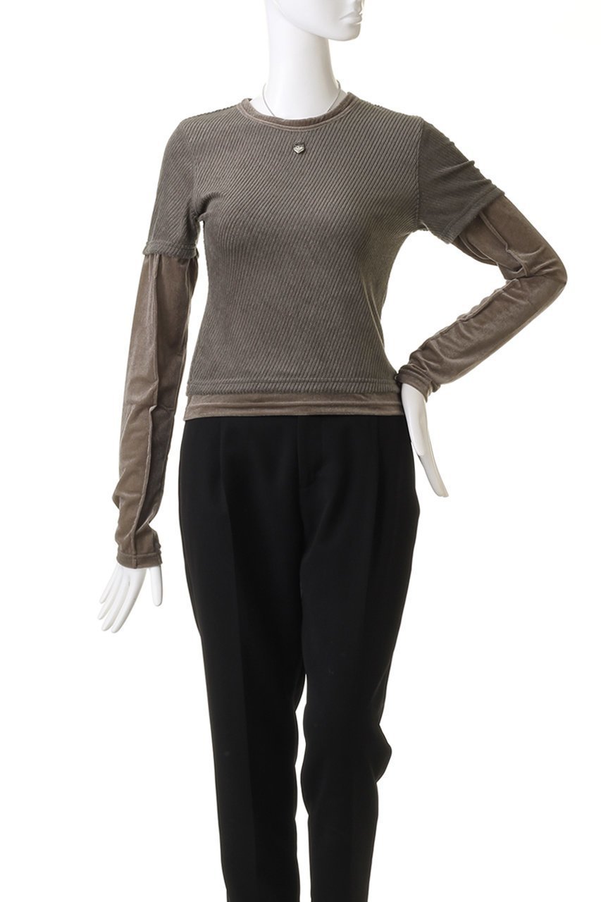 【メゾンスペシャル/MAISON SPECIAL】のWith Heart Necklace Velor Tops/ハートネックレス付きベロアトップス 人気、トレンドファッション・服の通販 founy(ファニー) 　ファッション　Fashion　レディースファッション　Fashion for Women　トップス・カットソー　Cut & Sew Tops　シャツ・ブラウス・オフィスカジュアル　Elegant Blouses & Button-Ups　ロングTシャツ・Tシャツ　Longline T-Shirts & Tees　カットソー・ベーシックTシャツ　Cut-and-Sewn Tops / Stretch Tees & Basics　ベロアトップス　Velour Tops / Velvet-Look Items　ジュエリー　Jewelry　ネックレス　Necklaces & Pendants　コーデュロイ　Corduroy, Cord Fabric　ストライプ　Stripe, Striped Pattern　スリーブ　Sleeve, Long Sleeve / Short Sleeve　ドッキング　Docking, Mixed Material　ネックレス　Necklace, Pendant Necklace　長袖　Long Sleeve, Full Sleeve　バイアス　Bias, Diagonal Cut　ベロア　Velour, Soft Velvet　半袖　Short Sleeve, Half Sleeve　ロング　Long, Long-Length　ワンポイント　One Point, Statement Accent　other-2|ID: prp329100004607911 ipo3291000000032913692
