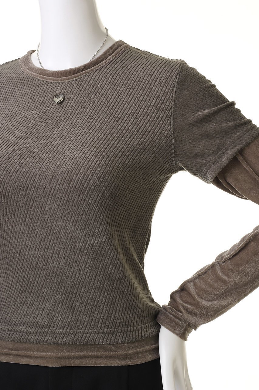【メゾンスペシャル/MAISON SPECIAL】のWith Heart Necklace Velor Tops/ハートネックレス付きベロアトップス 人気、トレンドファッション・服の通販 founy(ファニー) 　ファッション　Fashion　レディースファッション　Fashion for Women　トップス・カットソー　Cut & Sew Tops　シャツ・ブラウス・オフィスカジュアル　Elegant Blouses & Button-Ups　ロングTシャツ・Tシャツ　Longline T-Shirts & Tees　カットソー・ベーシックTシャツ　Cut-and-Sewn Tops / Stretch Tees & Basics　ベロアトップス　Velour Tops / Velvet-Look Items　ジュエリー　Jewelry　ネックレス　Necklaces & Pendants　コーデュロイ　Corduroy, Cord Fabric　ストライプ　Stripe, Striped Pattern　スリーブ　Sleeve, Long Sleeve / Short Sleeve　ドッキング　Docking, Mixed Material　ネックレス　Necklace, Pendant Necklace　長袖　Long Sleeve, Full Sleeve　バイアス　Bias, Diagonal Cut　ベロア　Velour, Soft Velvet　半袖　Short Sleeve, Half Sleeve　ロング　Long, Long-Length　ワンポイント　One Point, Statement Accent　other-5|ID: prp329100004607911 ipo3291000000032913723