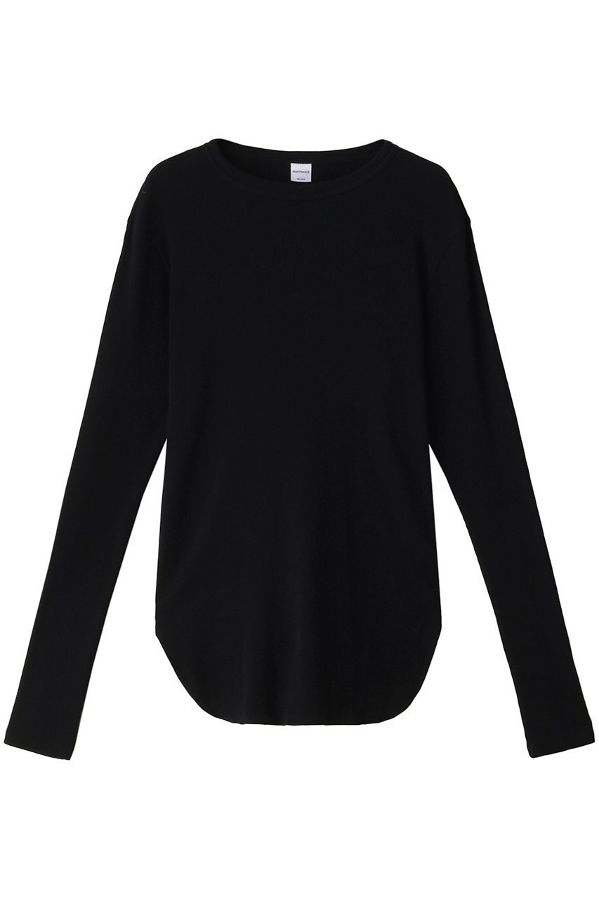 【マルティニーク/martinique】のクルーネックロングTシャツ インテリア・キッズ・メンズ・レディースファッション・服の通販 founy(ファニー) 　ファッション　Fashion　レディースファッション　Fashion for Women　トップス・カットソー　Cut & Sew Tops　シャツ・ブラウス・オフィスカジュアル　Elegant Blouses & Button-Ups　ロングTシャツ・Tシャツ　Longline T-Shirts & Tees　カットソー・ベーシックTシャツ　Cut-and-Sewn Tops / Stretch Tees & Basics　クロップド　Cropped, Short Length　シンプル　Simple, Minimal　スリーブ　Sleeve, Long Sleeve / Short Sleeve　ラウンド　Round, Round Neck　ロング　Long, Long-Length　ブラック|ID: prp329100004607922 ipo3291000000032914093