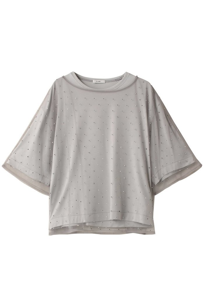 【クラネ/CLANE】のRHINESTONE SHEER TOPS Tシャツ/カットソー インテリア・キッズ・メンズ・レディースファッション・服の通販 founy(ファニー) https://founy.com/ ファッション Fashion レディースファッション Fashion for Women トップス・カットソー Cut & Sew Tops シャツ・ブラウス・オフィスカジュアル Elegant Blouses & Button-Ups ロングTシャツ・Tシャツ Longline T-Shirts & Tees カットソー・ベーシックTシャツ Cut-and-Sewn Tops / Stretch Tees & Basics カットソー Cut and Sewn Top ショート Short, Short Length シンプル Simple, Minimal ストーン Stone, Gem-Like スリーブ Sleeve, Long Sleeve / Short Sleeve ドット Polka Dot, Dot Pattern 半袖 Short Sleeve, Half Sleeve |ID: prp329100004607924 ipo3291000000034954456