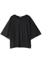【クラネ/CLANE】のRHINESTONE SHEER TOPS Tシャツ/カットソー 人気、トレンドファッション・服の通販 founy(ファニー) ファッション Fashion レディースファッション Fashion for Women トップス・カットソー Cut & Sew Tops シャツ・ブラウス・オフィスカジュアル Elegant Blouses & Button-Ups ロングTシャツ・Tシャツ Longline T-Shirts & Tees カットソー・ベーシックTシャツ Cut-and-Sewn Tops / Stretch Tees & Basics カットソー Cut and Sewn Top ショート Short, Short Length シンプル Simple, Minimal ストーン Stone, Gem-Like スリーブ Sleeve, Long Sleeve / Short Sleeve ドット Polka Dot, Dot Pattern 半袖 Short Sleeve, Half Sleeve thumbnail BLACK|ID: prp329100004607924 ipo3291000000034954460