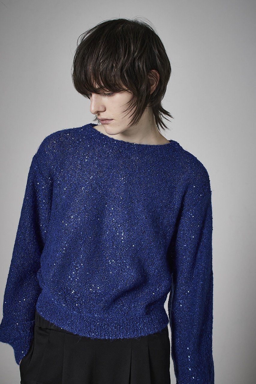 【クチュールドアダム/COUTURE D'ADAM】のシークインプルオーバー 人気、トレンドファッション・服の通販 founy(ファニー) 　ファッション　Fashion　レディースファッション　Fashion for Women　トップス・カットソー　Cut & Sew Tops　ニット　Knit Tops & Sweaters　カジュアルプルオーバー・ニットトップス　Pullovers & Knit Tops / Casual Pullovers　スリーブ　Sleeve, Long Sleeve / Short Sleeve　トレンド　Trend, Trending Now　フォルム　Silhouette, Form　エレガント 上品　Elegant　other-6|ID: prp329100004607926 ipo3291000000032914226