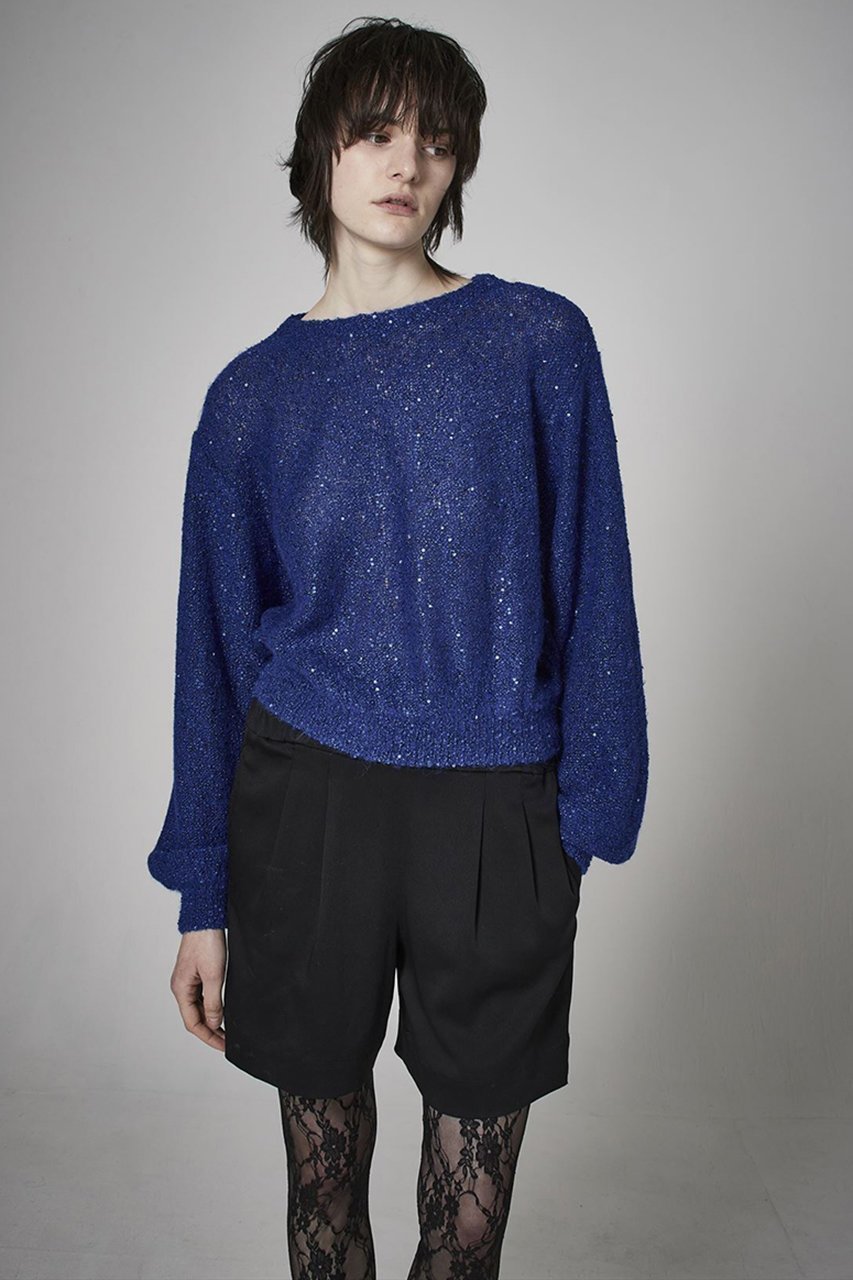 【クチュールドアダム/COUTURE D'ADAM】のシークインプルオーバー 人気、トレンドファッション・服の通販 founy(ファニー) 　ファッション　Fashion　レディースファッション　Fashion for Women　トップス・カットソー　Cut & Sew Tops　ニット　Knit Tops & Sweaters　カジュアルプルオーバー・ニットトップス　Pullovers & Knit Tops / Casual Pullovers　スリーブ　Sleeve, Long Sleeve / Short Sleeve　トレンド　Trend, Trending Now　フォルム　Silhouette, Form　エレガント 上品　Elegant　other-7|ID: prp329100004607926 ipo3291000000032914236