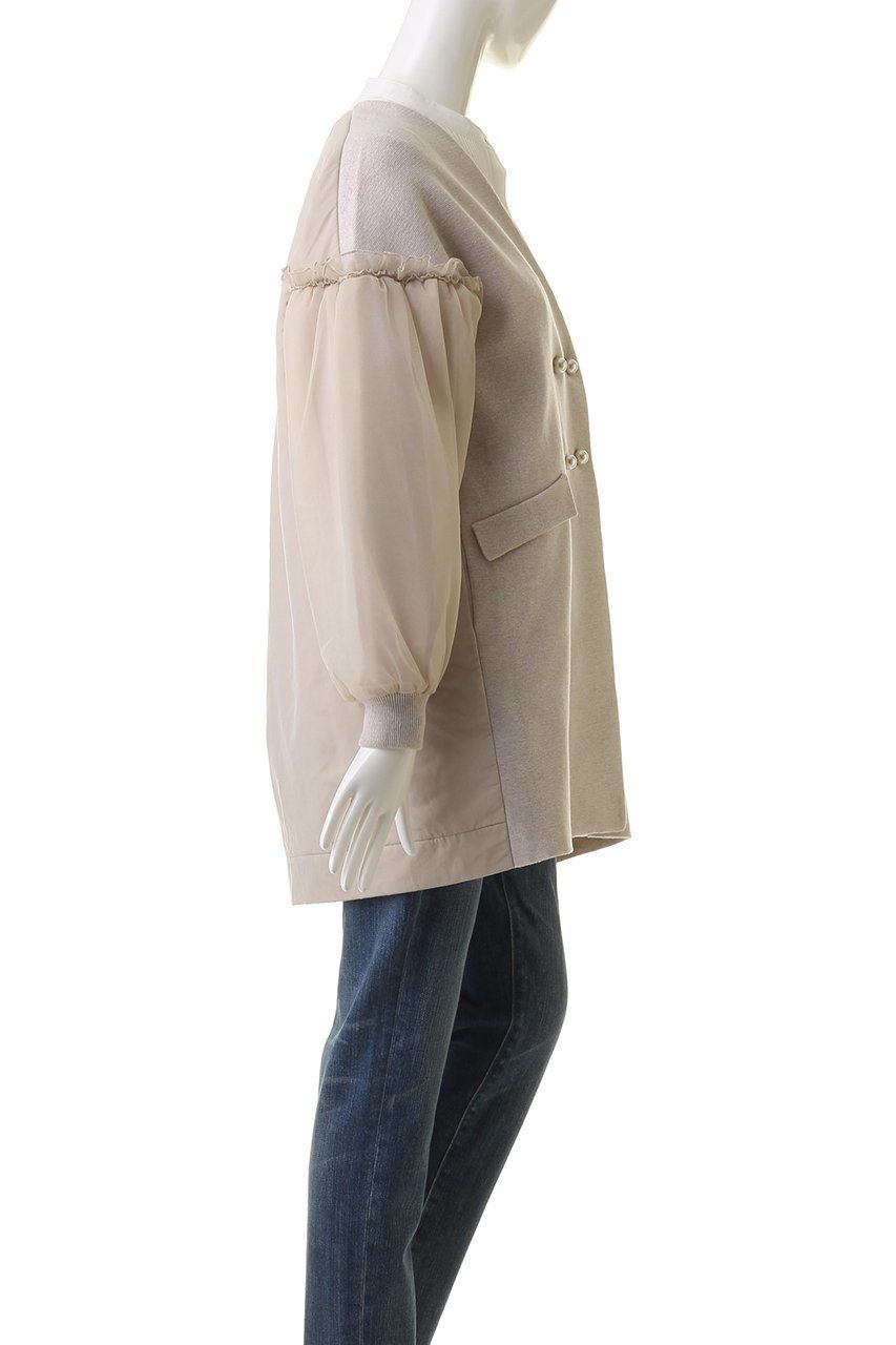 【マリリンムーン/MARILYN MOON】の【別注】パデッドコクーンパールニットコート 人気、トレンドファッション・服の通販 founy(ファニー) 　ファッション　Fashion　レディースファッション　Fashion for Women　アウター　Coat / Outerwear Collection　コート・ロングコート・ピーコート　Long Coats, Peacoats & More　オーガンジー　Organza Fabric　カーディガン　Cardigan, Knitwear　ギャザー　Gathered, Ruffled　ショート　Short, Short Length　ダブル　Double, Double-Breasted　チュール　Tulip, Tulip Motif　バランス　Balance, Style Balance　ボックス　Boxy, Box Shape　ミラノリブ　Milano Rib, Milano Stitch　別注　Limited Edition, Custom Order　other-3|ID: prp329100004607930 ipo3291000000035690579