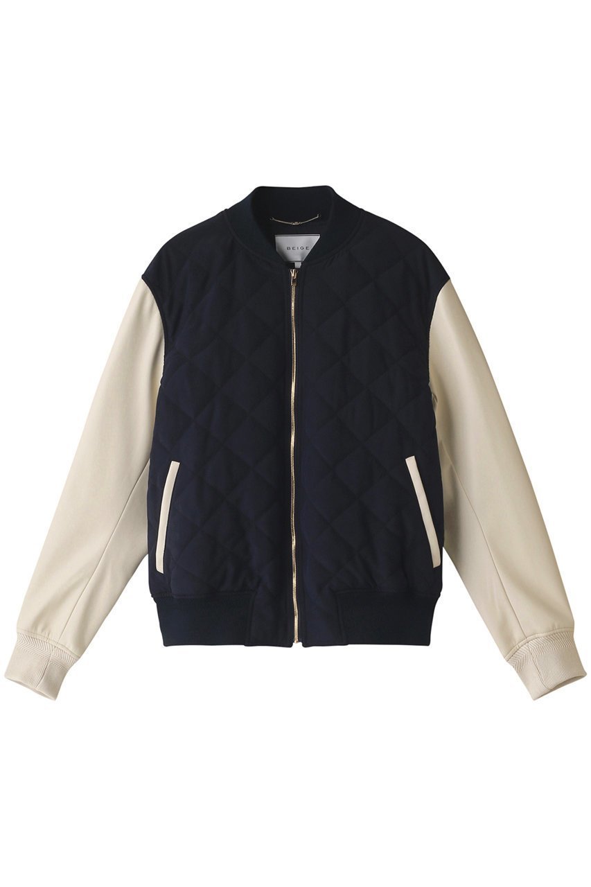 【ベイジ,/BEIGE,】のPEONY(ピエニー)/スタジアムジャンパー インテリア・キッズ・メンズ・レディースファッション・服の通販 founy(ファニー) 　ファッション　Fashion　レディースファッション　Fashion for Women　アウター　Coat / Outerwear Collection　レディースジャケット・軽アウター　Jackets　ブルゾンジャケット・スポーティアウター　Blouson Jackets　キルティング　Quilted, Quilting　コンパクト　Compact, Small Size　シンプル　Simple, Minimal　ジャケット　Jacket, Outerwear　フェイクレザー　Faux Leather, PU Leather　ブルゾン　Blouson, Bomber Jacket　ネイビー|ID: prp329100004607931 ipo3291000000032914369