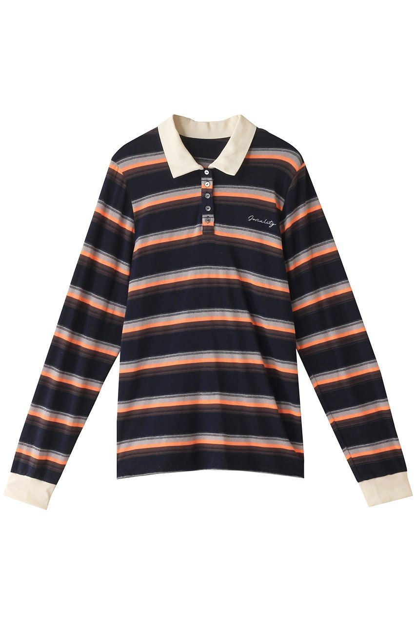 【メゾンスペシャル/MAISON SPECIAL】のMulti Border Polo Shirt/マルチボーダーポロシャツ インテリア・キッズ・メンズ・レディースファッション・服の通販 founy(ファニー) 　ファッション　Fashion　レディースファッション　Fashion for Women　トップス・カットソー　Cut & Sew Tops　シャツ・ブラウス・オフィスカジュアル　Elegant Blouses & Button-Ups　ロングTシャツ・Tシャツ　Longline T-Shirts & Tees　ポロシャツ・きれいめカジュアル　Smart-Casual Polo Tops　カットソー・ベーシックTシャツ　Cut-and-Sewn Tops / Stretch Tees & Basics　カットソー　Cut and Sewn Top　スリーブ　Sleeve, Long Sleeve / Short Sleeve　ボーダー　Border, Stripe　ロング　Long, Long-Length　NVY(ネイビー)|ID: prp329100004607934 ipo3291000000032914505