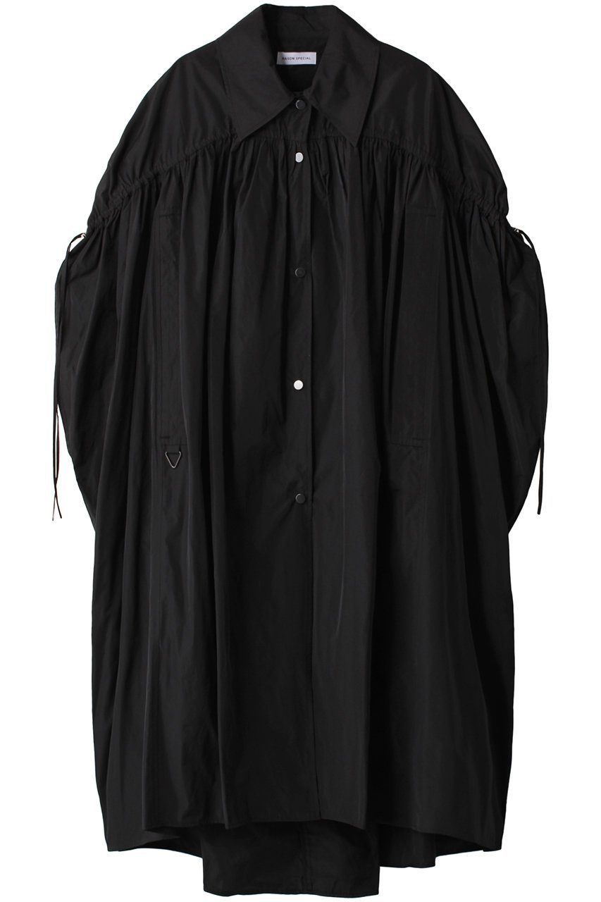 【メゾンスペシャル/MAISON SPECIAL】の2WAYシャンブレータフタケープコート インテリア・キッズ・メンズ・レディースファッション・服の通販 founy(ファニー) 　ファッション　Fashion　レディースファッション　Fashion for Women　アウター　Coat / Outerwear Collection　コート・ロングコート・ピーコート　Long Coats, Peacoats & More　イタリア　Italy　シャンブレー　Chambray, Denim-Like Fabric　タフタ　Taffeta, Structured Fabric　ドローストリング　Drawstring, Pull Cord　ポケット　Pocket, Pocket Detail　ポンチョ　Poncho, Cape Style　ヨーク　Yoke, Yoke Design　ラグジュアリー　Luxury, Elegant　ロング　Long, Long-Length　BLK(ブラック)|ID: prp329100004607935 ipo3291000000035333500