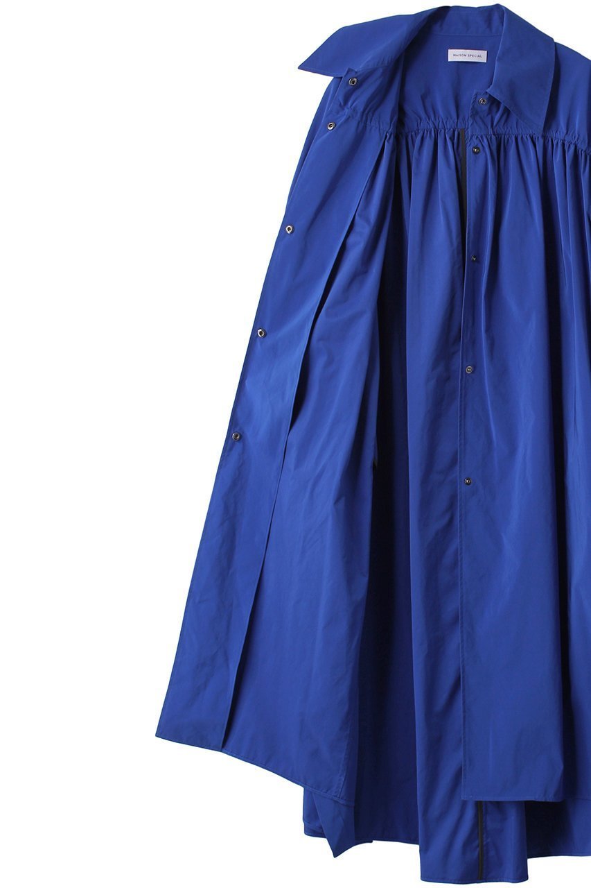 【メゾンスペシャル/MAISON SPECIAL】の2WAYシャンブレータフタケープコート 人気、トレンドファッション・服の通販 founy(ファニー) 　ファッション　Fashion　レディースファッション　Fashion for Women　アウター　Coat / Outerwear Collection　コート・ロングコート・ピーコート　Long Coats, Peacoats & More　イタリア　Italy　シャンブレー　Chambray, Denim-Like Fabric　タフタ　Taffeta, Structured Fabric　ドローストリング　Drawstring, Pull Cord　ポケット　Pocket, Pocket Detail　ポンチョ　Poncho, Cape Style　ヨーク　Yoke, Yoke Design　ラグジュアリー　Luxury, Elegant　ロング　Long, Long-Length　other-7|ID: prp329100004607935 ipo3291000000035880093