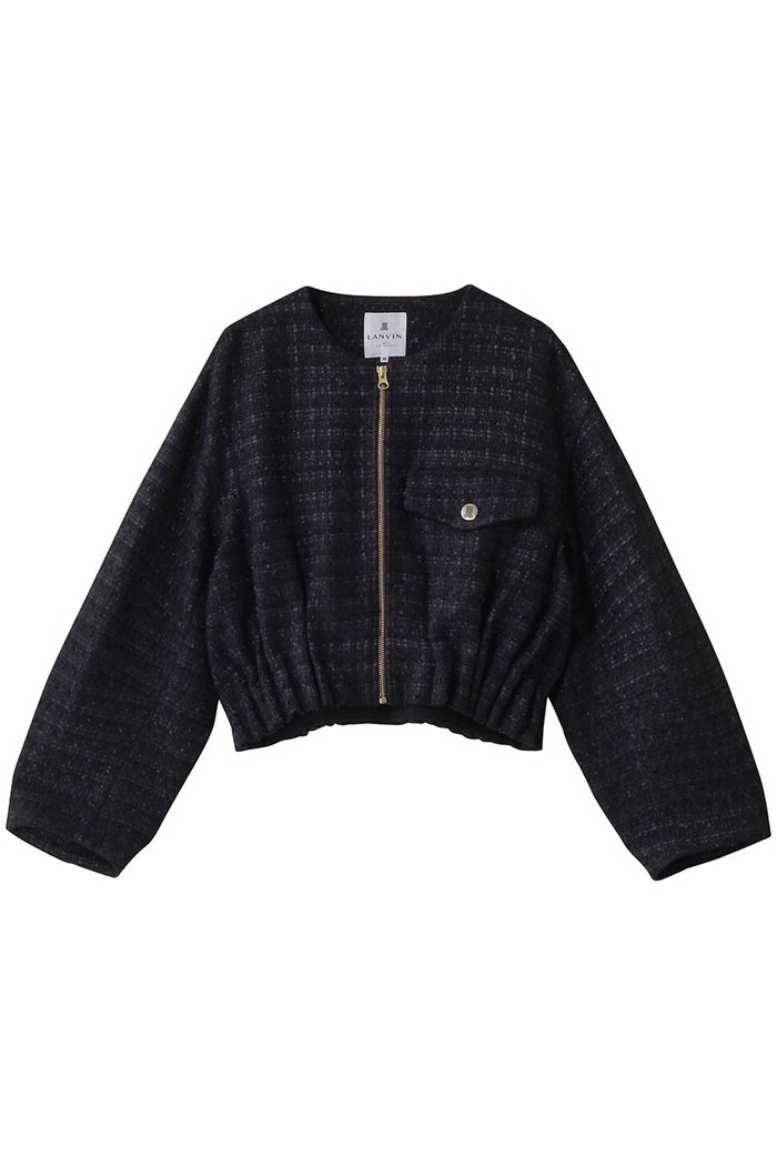 【ランバン オン ブルー/LANVIN en Bleu】のツイードノーカーラーブルゾンジャケット インテリア・キッズ・メンズ・レディースファッション・服の通販 founy(ファニー) https://founy.com/ ファッション Fashion レディースファッション Fashion for Women アウター Coat / Outerwear Collection レディースジャケット・軽アウター Jackets ブルゾンジャケット・スポーティアウター Blouson Jackets インナー Innerwear ショート Short, Short Length シンプル Simple, Minimal ジャケット Jacket, Outerwear ツイード Twill, Twill Weave ブルゾン Blouson, Bomber Jacket プレート Plate, Dish ポケット Pocket, Pocket Detail メタル Metal, Metal Parts エレガント 上品 Elegant 春 Spring |ID: prp329100004607939 ipo3291000000032914978