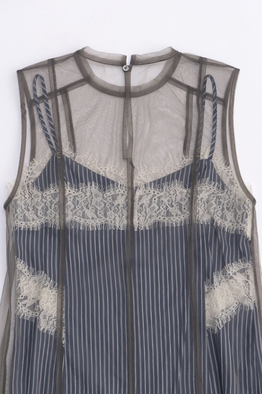 【メゾンスペシャル/MAISON SPECIAL】のTulle Layered Dress/チュールレイヤードワンピース 人気、トレンドファッション・服の通販 founy(ファニー) 　ファッション　Fashion　レディースファッション　Fashion for Women　ワンピース　Dresses　フォーマル・パーティードレス・結婚式用ドレス　Elegant & Casual Dresses　チュニック　Tunic Tops & Dresses　とろみ　Fluid, Flowy Fabric　キャミソール　Camisole, Spaghetti Strap Top　キュプラ　Cupro, Eco Fabric　シアー　Sheer, See-Through　ストライプ　Stripe, Striped Pattern　チュニック　Tunic, Long Top　チュール　Tulip, Tulip Motif　トレンド　Trend, Trending Now　ドッキング　Docking, Mixed Material　リボン　Ribbon, Bow　レース　Lace, Lace Fabric　ロング　Long, Long-Length　エレガント 上品　Elegant　夏　Summer　other-4|ID: prp329100004607940 ipo3291000000032915051