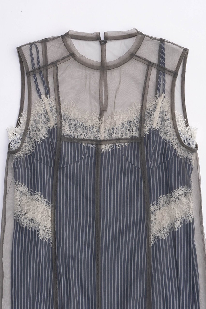 【メゾンスペシャル/MAISON SPECIAL】のTulle Layered Dress/チュールレイヤードワンピース 人気、トレンドファッション・服の通販 founy(ファニー) 　ファッション　Fashion　レディースファッション　Fashion for Women　ワンピース　Dresses　フォーマル・パーティードレス・結婚式用ドレス　Elegant & Casual Dresses　チュニック　Tunic Tops & Dresses　とろみ　Fluid, Flowy Fabric　キャミソール　Camisole, Spaghetti Strap Top　キュプラ　Cupro, Eco Fabric　シアー　Sheer, See-Through　ストライプ　Stripe, Striped Pattern　チュニック　Tunic, Long Top　チュール　Tulip, Tulip Motif　トレンド　Trend, Trending Now　ドッキング　Docking, Mixed Material　リボン　Ribbon, Bow　レース　Lace, Lace Fabric　ロング　Long, Long-Length　エレガント 上品　Elegant　夏　Summer　other-6|ID: prp329100004607940 ipo3291000000032915071