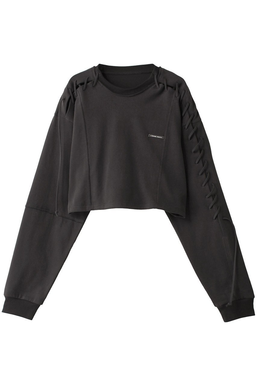 【プランク プロジェクト/PRANK PROJECT】のレースアップショートトップ / Lace-Up Short Top インテリア・キッズ・メンズ・レディースファッション・服の通販 founy(ファニー) 　ファッション　Fashion　レディースファッション　Fashion for Women　トップス・カットソー　Cut & Sew Tops　シャツ・ブラウス・オフィスカジュアル　Elegant Blouses & Button-Ups　ロングTシャツ・Tシャツ　Longline T-Shirts & Tees　カットソー・ベーシックTシャツ　Cut-and-Sewn Tops / Stretch Tees & Basics　おすすめ　Recommended / Our Picks　カットソー　Cut and Sewn Top　スリーブ　Sleeve, Long Sleeve / Short Sleeve　セットアップ　Set-Up, Coordinated Outfit　ピーチ　Peach, Soft Touch　レース　Lace, Lace Fabric　ロング　Long, Long-Length　C.GRY(チャコールグレー)|ID: prp329100004607945 ipo3291000000032915181