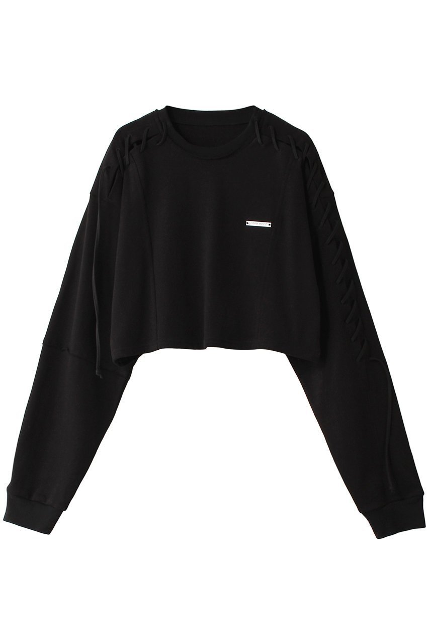 【プランク プロジェクト/PRANK PROJECT】のレースアップショートトップ / Lace-Up Short Top インテリア・キッズ・メンズ・レディースファッション・服の通販 founy(ファニー) 　ファッション　Fashion　レディースファッション　Fashion for Women　トップス・カットソー　Cut & Sew Tops　シャツ・ブラウス・オフィスカジュアル　Elegant Blouses & Button-Ups　ロングTシャツ・Tシャツ　Longline T-Shirts & Tees　カットソー・ベーシックTシャツ　Cut-and-Sewn Tops / Stretch Tees & Basics　おすすめ　Recommended / Our Picks　カットソー　Cut and Sewn Top　スリーブ　Sleeve, Long Sleeve / Short Sleeve　セットアップ　Set-Up, Coordinated Outfit　ピーチ　Peach, Soft Touch　レース　Lace, Lace Fabric　ロング　Long, Long-Length　BLK(ブラック)|ID: prp329100004607945 ipo3291000000032915191