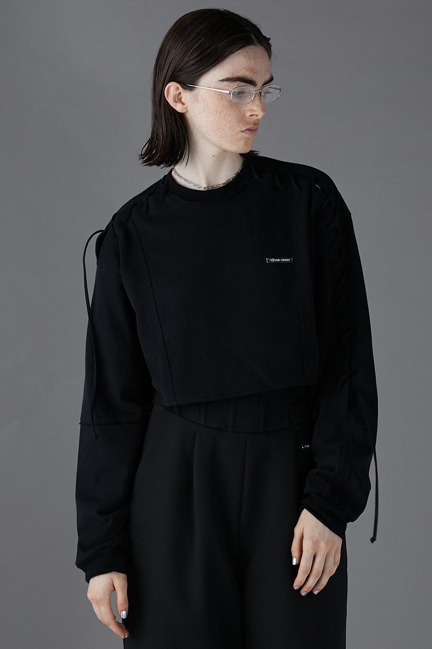 【プランク プロジェクト/PRANK PROJECT】のレースアップショートトップ / Lace-Up Short Top 人気、トレンドファッション・服の通販 founy(ファニー) 　ファッション　Fashion　レディースファッション　Fashion for Women　トップス・カットソー　Cut & Sew Tops　シャツ・ブラウス・オフィスカジュアル　Elegant Blouses & Button-Ups　ロングTシャツ・Tシャツ　Longline T-Shirts & Tees　カットソー・ベーシックTシャツ　Cut-and-Sewn Tops / Stretch Tees & Basics　おすすめ　Recommended / Our Picks　カットソー　Cut and Sewn Top　スリーブ　Sleeve, Long Sleeve / Short Sleeve　セットアップ　Set-Up, Coordinated Outfit　ピーチ　Peach, Soft Touch　レース　Lace, Lace Fabric　ロング　Long, Long-Length　other-6|ID: prp329100004607945 ipo3291000000032915238