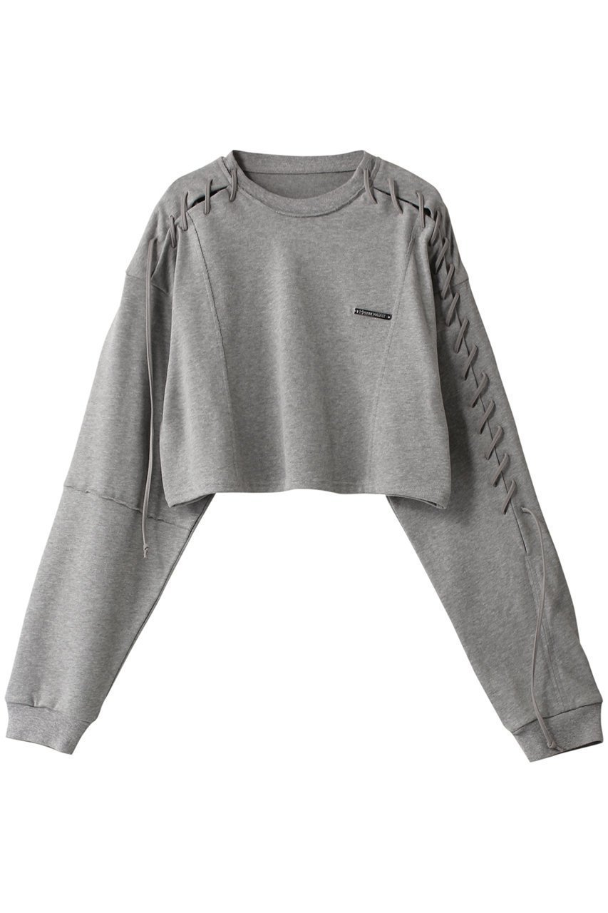 【プランク プロジェクト/PRANK PROJECT】のレースアップショートトップ / Lace-Up Short Top インテリア・キッズ・メンズ・レディースファッション・服の通販 founy(ファニー) ファッション Fashion レディースファッション Fashion for Women トップス・カットソー Cut & Sew Tops シャツ・ブラウス・オフィスカジュアル Elegant Blouses & Button-Ups ロングTシャツ・Tシャツ Longline T-Shirts & Tees カットソー・ベーシックTシャツ Cut-and-Sewn Tops / Stretch Tees & Basics おすすめ Recommended / Our Picks カットソー Cut and Sewn Top スリーブ Sleeve, Long Sleeve / Short Sleeve セットアップ Set-Up, Coordinated Outfit ピーチ Peach, Soft Touch レース Lace, Lace Fabric ロング Long, Long-Length GRY(グレー)|ID: prp329100004607945 ipo3291000000034421347