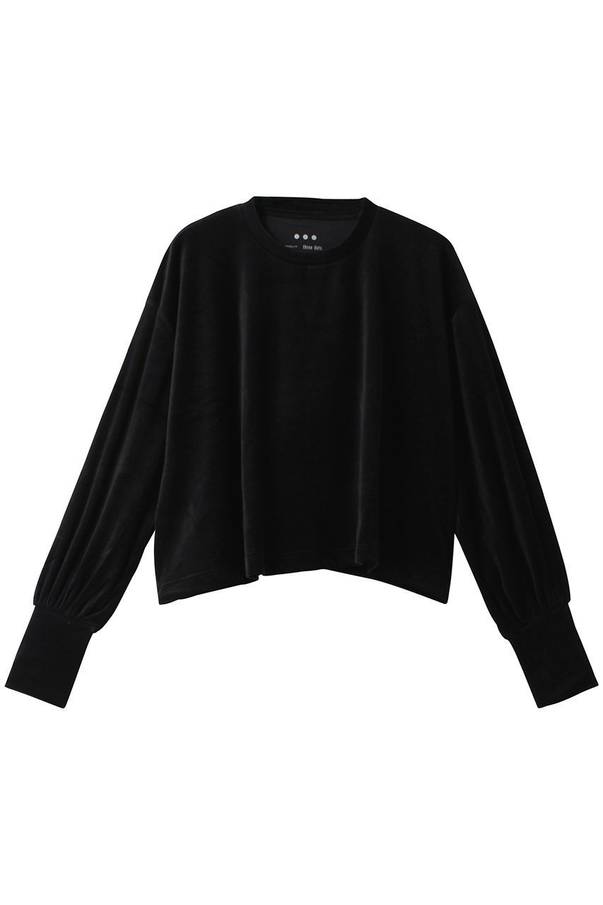 【スリー ドッツ/three dots】のコットンベロア ボリュームスリーブ 人気、トレンドファッション・服の通販 founy(ファニー) 　ファッション　Fashion　レディースファッション　Fashion for Women　トップス・カットソー　Cut & Sew Tops　シャツ・ブラウス・オフィスカジュアル　Elegant Blouses & Button-Ups　ロングTシャツ・Tシャツ　Longline T-Shirts & Tees　カットソー・ベーシックTシャツ　Cut-and-Sewn Tops / Stretch Tees & Basics　ベロアトップス　Velour Tops / Velvet-Look Items　ボリューム袖・フリルスリーブブラウス　Voluminous & Ruffle Sleeves / Puffy Sleeve Tops　おすすめ　Recommended / Our Picks　エレガント 上品　Elegant　スラックス　Slacks, Dress Pants　スリーブ　Sleeve, Long Sleeve / Short Sleeve　トレンド　Trend, Trending Now　ドレープ　Drape, Draping Fabric　ファブリック　Fabric, Textile　フェミニン　Feminine, Girly　ベロア　Velour, Soft Velvet　ロング　Long, Long-Length　A/W・秋冬　Autumn/Winter　 other-1|ID: prp329100004607947 ipo3291000000032915444