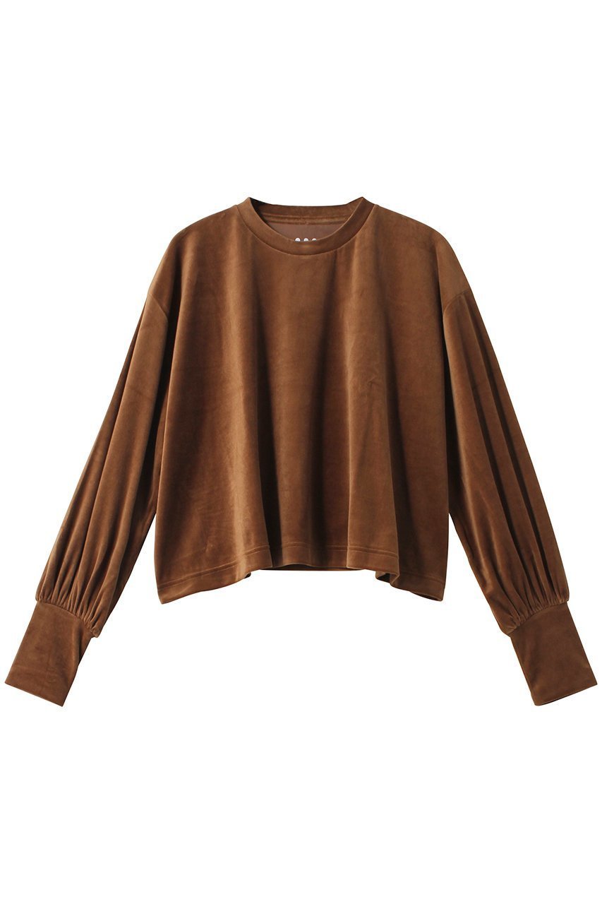 【スリー ドッツ/three dots】のコットンベロア ボリュームスリーブ インテリア・キッズ・メンズ・レディースファッション・服の通販 founy(ファニー) 　ファッション　Fashion　レディースファッション　Fashion for Women　トップス・カットソー　Cut & Sew Tops　シャツ・ブラウス・オフィスカジュアル　Elegant Blouses & Button-Ups　ロングTシャツ・Tシャツ　Longline T-Shirts & Tees　カットソー・ベーシックTシャツ　Cut-and-Sewn Tops / Stretch Tees & Basics　ベロアトップス　Velour Tops / Velvet-Look Items　ボリューム袖・フリルスリーブブラウス　Voluminous & Ruffle Sleeves / Puffy Sleeve Tops　おすすめ　Recommended / Our Picks　エレガント 上品　Elegant　スラックス　Slacks, Dress Pants　スリーブ　Sleeve, Long Sleeve / Short Sleeve　トレンド　Trend, Trending Now　ドレープ　Drape, Draping Fabric　ファブリック　Fabric, Textile　フェミニン　Feminine, Girly　ベロア　Velour, Soft Velvet　ロング　Long, Long-Length　A/W・秋冬　Autumn/Winter　チェスナット|ID: prp329100004607947 ipo3291000000032915464