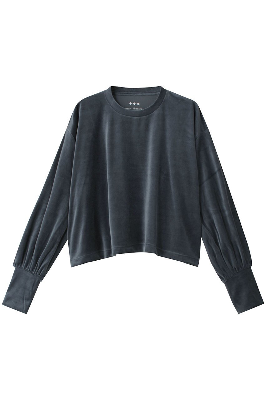 【スリー ドッツ/three dots】のコットンベロア ボリュームスリーブ インテリア・キッズ・メンズ・レディースファッション・服の通販 founy(ファニー) 　ファッション　Fashion　レディースファッション　Fashion for Women　トップス・カットソー　Cut & Sew Tops　シャツ・ブラウス・オフィスカジュアル　Elegant Blouses & Button-Ups　ロングTシャツ・Tシャツ　Longline T-Shirts & Tees　カットソー・ベーシックTシャツ　Cut-and-Sewn Tops / Stretch Tees & Basics　ベロアトップス　Velour Tops / Velvet-Look Items　ボリューム袖・フリルスリーブブラウス　Voluminous & Ruffle Sleeves / Puffy Sleeve Tops　おすすめ　Recommended / Our Picks　エレガント 上品　Elegant　スラックス　Slacks, Dress Pants　スリーブ　Sleeve, Long Sleeve / Short Sleeve　トレンド　Trend, Trending Now　ドレープ　Drape, Draping Fabric　ファブリック　Fabric, Textile　フェミニン　Feminine, Girly　ベロア　Velour, Soft Velvet　ロング　Long, Long-Length　A/W・秋冬　Autumn/Winter　グレイッシュブルー|ID: prp329100004607947 ipo3291000000032915473