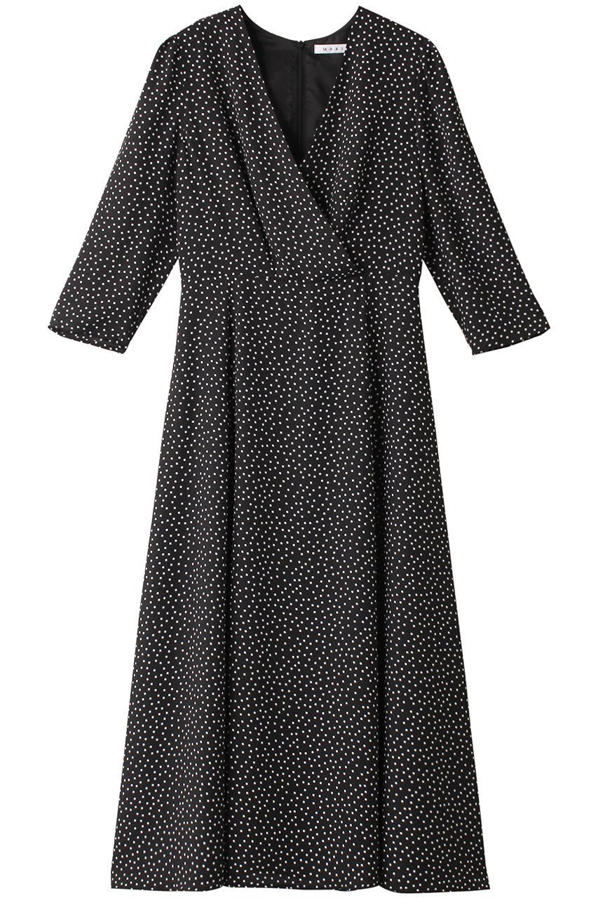 【マルティニーク/martinique】の【メルローズ50周年限定】MARIHA/別注マドモアゼルのドレス(ロングスリーブ)Random Dots/Black インテリア・キッズ・メンズ・レディースファッション・服の通販 founy(ファニー) 　ファッション　Fashion　レディースファッション　Fashion for Women　ワンピース　Dresses　フォーマル・パーティードレス・結婚式用ドレス　Elegant & Casual Dresses　チュニック　Tunic Tops & Dresses　シェイプ　Shape, Slim Fit　シューズ　Shoes, Footwear　スリーブ　Sleeve, Long Sleeve / Short Sleeve　チュニック　Tunic, Long Top　ドット　Polka Dot, Dot Pattern　ドレス　Dress, One-Piece　ロング　Long, Long-Length　エレガント 上品　Elegant　別注　Limited Edition, Custom Order　ドット|ID: prp329100004607962 ipo3291000000032916368