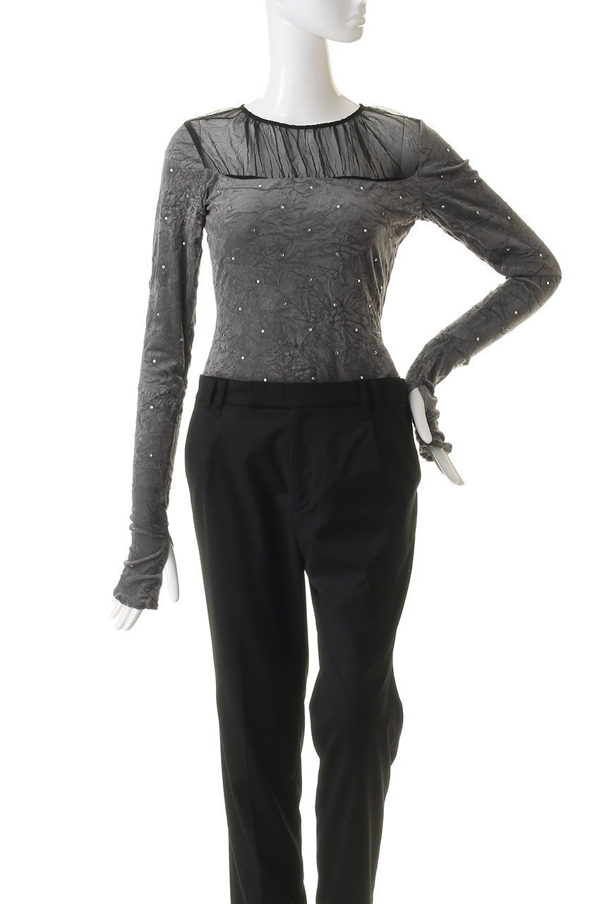 【プランク プロジェクト/PRANK PROJECT】のクリスタルベロアボディスーツ / Collage Lace Bodysuit 人気、トレンドファッション・服の通販 founy(ファニー) 　ファッション　Fashion　レディースファッション　Fashion for Women　トップス・カットソー　Cut & Sew Tops　シャツ・ブラウス・オフィスカジュアル　Elegant Blouses & Button-Ups　ロングTシャツ・Tシャツ　Longline T-Shirts & Tees　カットソー・ベーシックTシャツ　Cut-and-Sewn Tops / Stretch Tees & Basics　ベロアトップス　Velour Tops / Velvet-Look Items　おすすめ　Recommended / Our Picks　クラッシュ　Distressed, Crashed Style　クリスタル　Crystal, Swarovski　スリーブ　Sleeve, Long Sleeve / Short Sleeve　スーツ　Suit, Formalwear　ダウン　Down, Puffer　デニム　Denim, Jeans Material　ベロア　Velour, Soft Velvet　ロング　Long, Long-Length　other-2|ID: prp329100004607964 ipo3291000000032916449