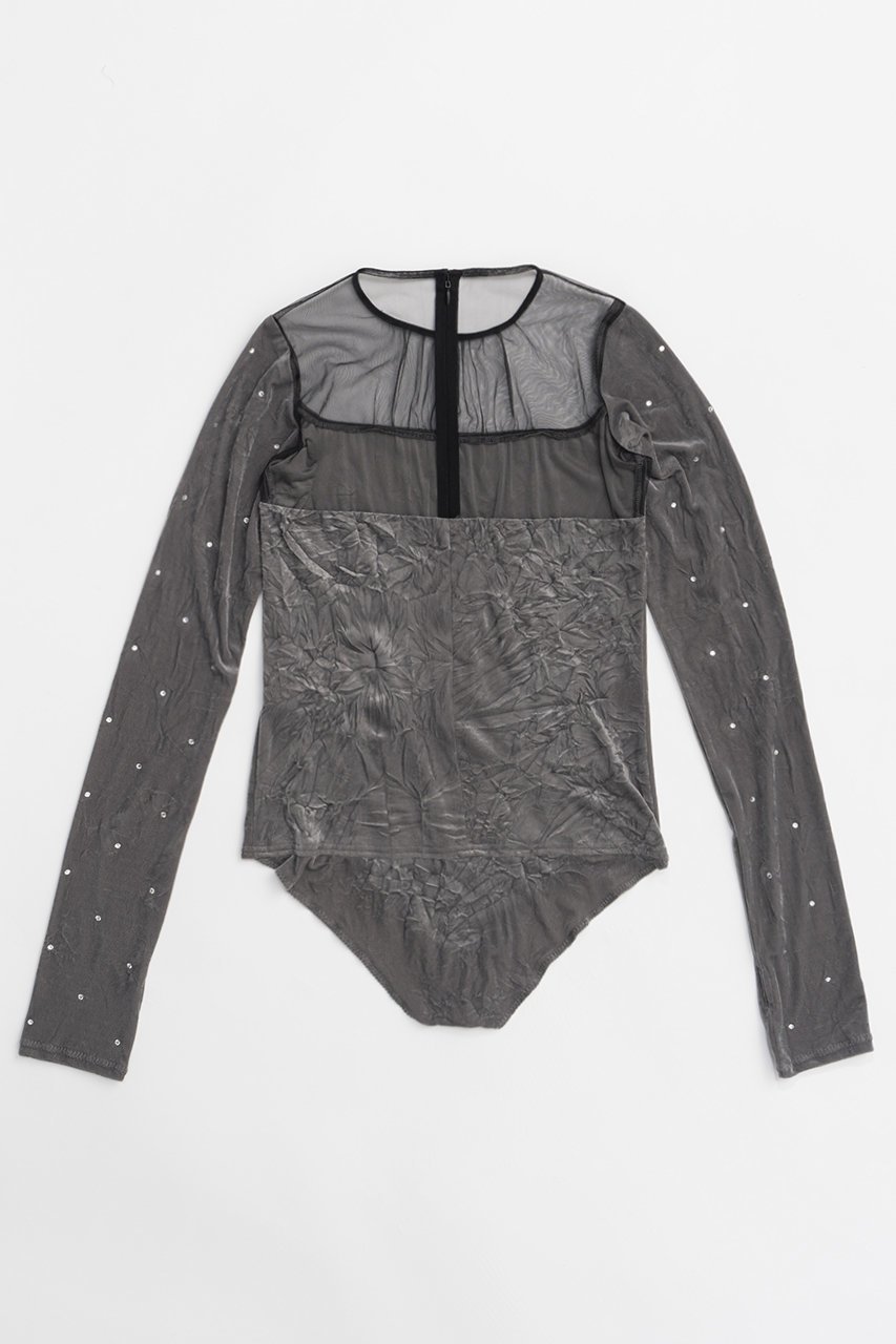 【プランク プロジェクト/PRANK PROJECT】のクリスタルベロアボディスーツ / Collage Lace Bodysuit 人気、トレンドファッション・服の通販 founy(ファニー) 　ファッション　Fashion　レディースファッション　Fashion for Women　トップス・カットソー　Cut & Sew Tops　シャツ・ブラウス・オフィスカジュアル　Elegant Blouses & Button-Ups　ロングTシャツ・Tシャツ　Longline T-Shirts & Tees　カットソー・ベーシックTシャツ　Cut-and-Sewn Tops / Stretch Tees & Basics　ベロアトップス　Velour Tops / Velvet-Look Items　おすすめ　Recommended / Our Picks　クラッシュ　Distressed, Crashed Style　クリスタル　Crystal, Swarovski　スリーブ　Sleeve, Long Sleeve / Short Sleeve　スーツ　Suit, Formalwear　ダウン　Down, Puffer　デニム　Denim, Jeans Material　ベロア　Velour, Soft Velvet　ロング　Long, Long-Length　other-6|ID: prp329100004607964 ipo3291000000032916486