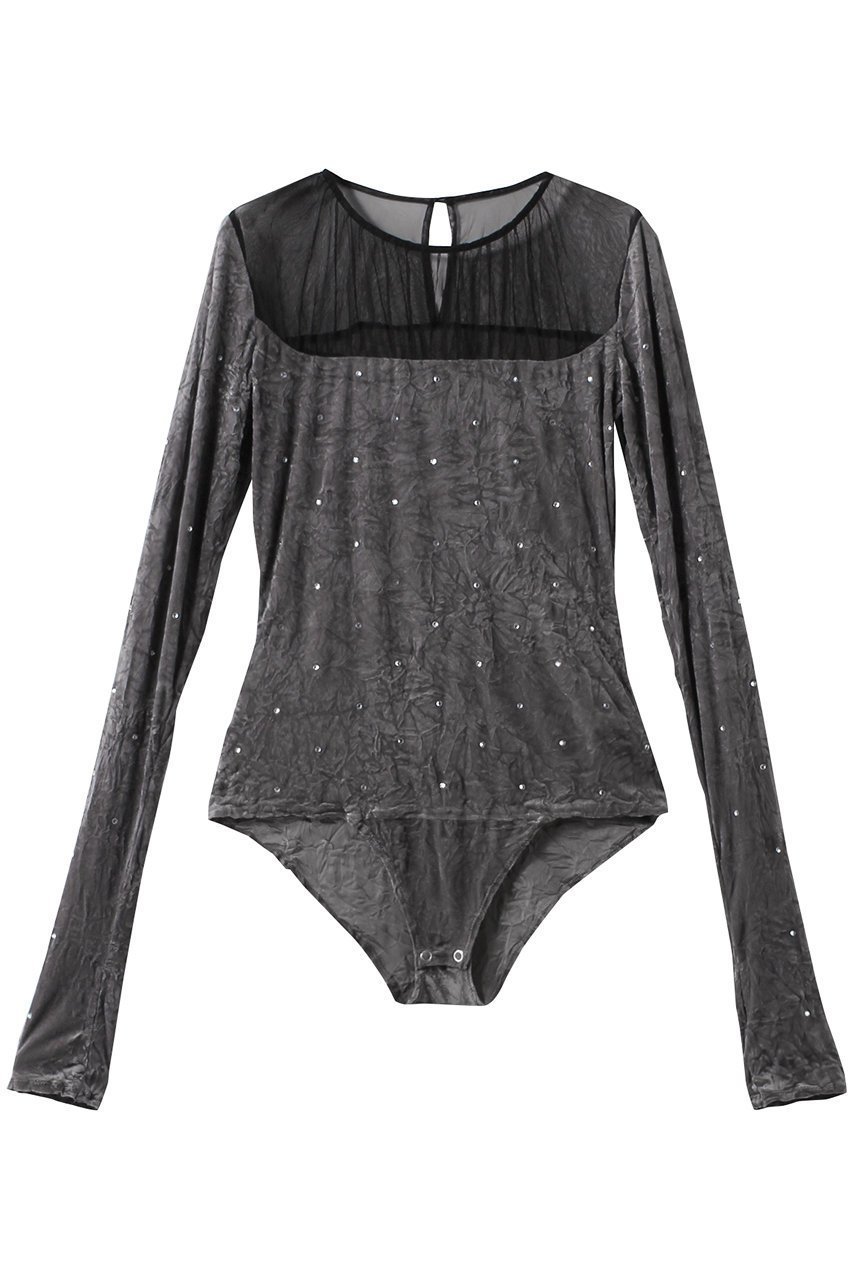 【プランク プロジェクト/PRANK PROJECT】のクリスタルベロアボディスーツ / Collage Lace Bodysuit 人気、トレンドファッション・服の通販 founy(ファニー) 　ファッション　Fashion　レディースファッション　Fashion for Women　トップス・カットソー　Cut & Sew Tops　シャツ・ブラウス・オフィスカジュアル　Elegant Blouses & Button-Ups　ロングTシャツ・Tシャツ　Longline T-Shirts & Tees　カットソー・ベーシックTシャツ　Cut-and-Sewn Tops / Stretch Tees & Basics　ベロアトップス　Velour Tops / Velvet-Look Items　おすすめ　Recommended / Our Picks　クラッシュ　Distressed, Crashed Style　クリスタル　Crystal, Swarovski　スリーブ　Sleeve, Long Sleeve / Short Sleeve　スーツ　Suit, Formalwear　ダウン　Down, Puffer　デニム　Denim, Jeans Material　ベロア　Velour, Soft Velvet　ロング　Long, Long-Length　 other-1|ID: prp329100004607964 ipo3291000000036029042
