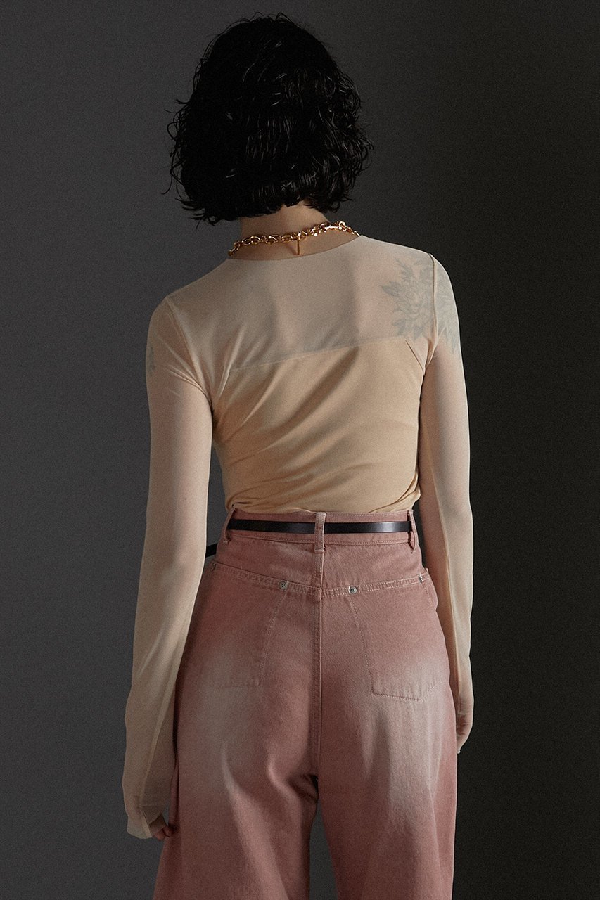 【プランク プロジェクト/PRANK PROJECT】のシアートリムボディースーツ / Sheer Trim Bodysuit 人気、トレンドファッション・服の通販 founy(ファニー) 　ファッション　Fashion　レディースファッション　Fashion for Women　トップス・カットソー　Cut & Sew Tops　シャツ・ブラウス・オフィスカジュアル　Elegant Blouses & Button-Ups　ロングTシャツ・Tシャツ　Longline T-Shirts & Tees　カットソー・ベーシックTシャツ　Cut-and-Sewn Tops / Stretch Tees & Basics　インナー　Innerwear　ストーン　Stone, Gem-Like　スリーブ　Sleeve, Long Sleeve / Short Sleeve　ドッキング　Docking, Mixed Material　フロント　Front, Front Design　ロング　Long, Long-Length　other-8|ID: prp329100004607966 ipo3291000000032916512