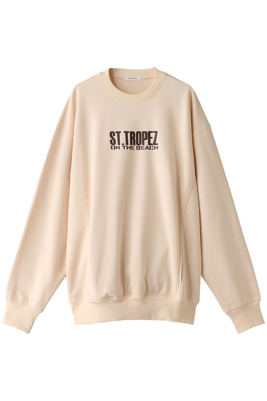 【ノマディス/NOMADIS】のスウェットトップス インテリア・キッズ・メンズ・レディースファッション・服の通販 founy(ファニー) 　ファッション　Fashion　レディースファッション　Fashion for Women　トップス・カットソー　Cut & Sew Tops　シャツ・ブラウス・オフィスカジュアル　Elegant Blouses & Button-Ups　レディースパーカー・カジュアルフーディー　Casual Hoodies & Sweatshirts　ロングTシャツ・Tシャツ　Longline T-Shirts & Tees　スウェット・クルーネックトップス　Sweatshirts & Crewnecks / Relaxed Fit Sweat Tops　カットソー・ベーシックTシャツ　Cut-and-Sewn Tops / Stretch Tees & Basics　スリーブ　Sleeve, Long Sleeve / Short Sleeve　フランス　France, French　フロント　Front, Front Design　プリント　Print, Printed Pattern　ポケット　Pocket, Pocket Detail　ロング　Long, Long-Length　オフホワイト|ID: prp329100004607968 ipo3291000000032916530