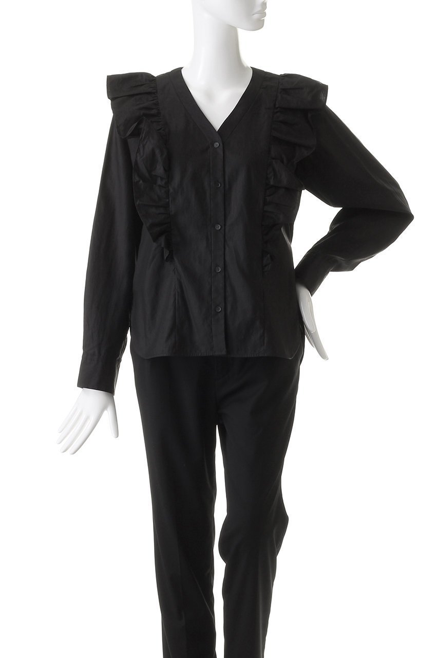 【マルティニーク/martinique】のVネックフリルブラウス 人気、トレンドファッション・服の通販 founy(ファニー) 　ファッション　Fashion　レディースファッション　Fashion for Women　トップス・カットソー　Cut & Sew Tops　シャツ・ブラウス・オフィスカジュアル　Elegant Blouses & Button-Ups　Vネックトップス　V-Neck Tops / V-Cut Neckline Shirts　スリーブ　Sleeve, Long Sleeve / Short Sleeve　フリル　Frill, Ruffle　ロング　Long, Long-Length　other-2|ID: prp329100004607978 ipo3291000000032917077