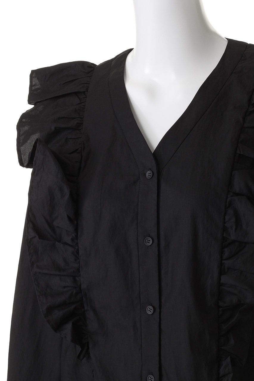 【マルティニーク/martinique】のVネックフリルブラウス 人気、トレンドファッション・服の通販 founy(ファニー) 　ファッション　Fashion　レディースファッション　Fashion for Women　トップス・カットソー　Cut & Sew Tops　シャツ・ブラウス・オフィスカジュアル　Elegant Blouses & Button-Ups　Vネックトップス　V-Neck Tops / V-Cut Neckline Shirts　スリーブ　Sleeve, Long Sleeve / Short Sleeve　フリル　Frill, Ruffle　ロング　Long, Long-Length　other-5|ID: prp329100004607978 ipo3291000000032917112