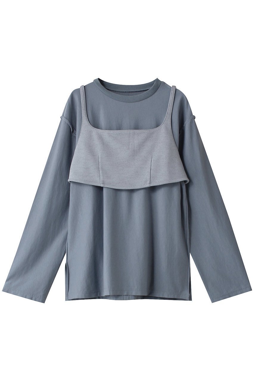【メゾンスペシャル/MAISON SPECIAL】のBustier Combination Big Size T-shirt/ビスチェコンビビッグTEE インテリア・キッズ・メンズ・レディースファッション・服の通販 founy(ファニー) 　ファッション　Fashion　レディースファッション　Fashion for Women　トップス・カットソー　Cut & Sew Tops　シャツ・ブラウス・オフィスカジュアル　Elegant Blouses & Button-Ups　ロングTシャツ・Tシャツ　Longline T-Shirts & Tees　カットソー・ベーシックTシャツ　Cut-and-Sewn Tops / Stretch Tees & Basics　ビスチェ　Bustiers & Corset Tops / Layered Bustier Style　カットソー　Cut and Sewn Top　シンプル　Simple, Minimal　ストレッチ　Stretch, Stretchy Fabric　スリーブ　Sleeve, Long Sleeve / Short Sleeve　バランス　Balance, Style Balance　リネン　Linen, Linen Fabric　ロング　Long, Long-Length　BLU(ブルー)|ID: prp329100004607996 ipo3291000000032917764