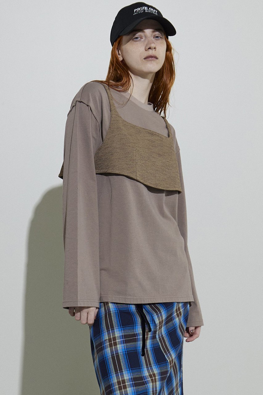 【メゾンスペシャル/MAISON SPECIAL】のBustier Combination Big Size T-shirt/ビスチェコンビビッグTEE 人気、トレンドファッション・服の通販 founy(ファニー) 　ファッション　Fashion　レディースファッション　Fashion for Women　トップス・カットソー　Cut & Sew Tops　シャツ・ブラウス・オフィスカジュアル　Elegant Blouses & Button-Ups　ロングTシャツ・Tシャツ　Longline T-Shirts & Tees　カットソー・ベーシックTシャツ　Cut-and-Sewn Tops / Stretch Tees & Basics　ビスチェ　Bustiers & Corset Tops / Layered Bustier Style　カットソー　Cut and Sewn Top　シンプル　Simple, Minimal　ストレッチ　Stretch, Stretchy Fabric　スリーブ　Sleeve, Long Sleeve / Short Sleeve　バランス　Balance, Style Balance　リネン　Linen, Linen Fabric　ロング　Long, Long-Length　other-8|ID: prp329100004607996 ipo3291000000032917853