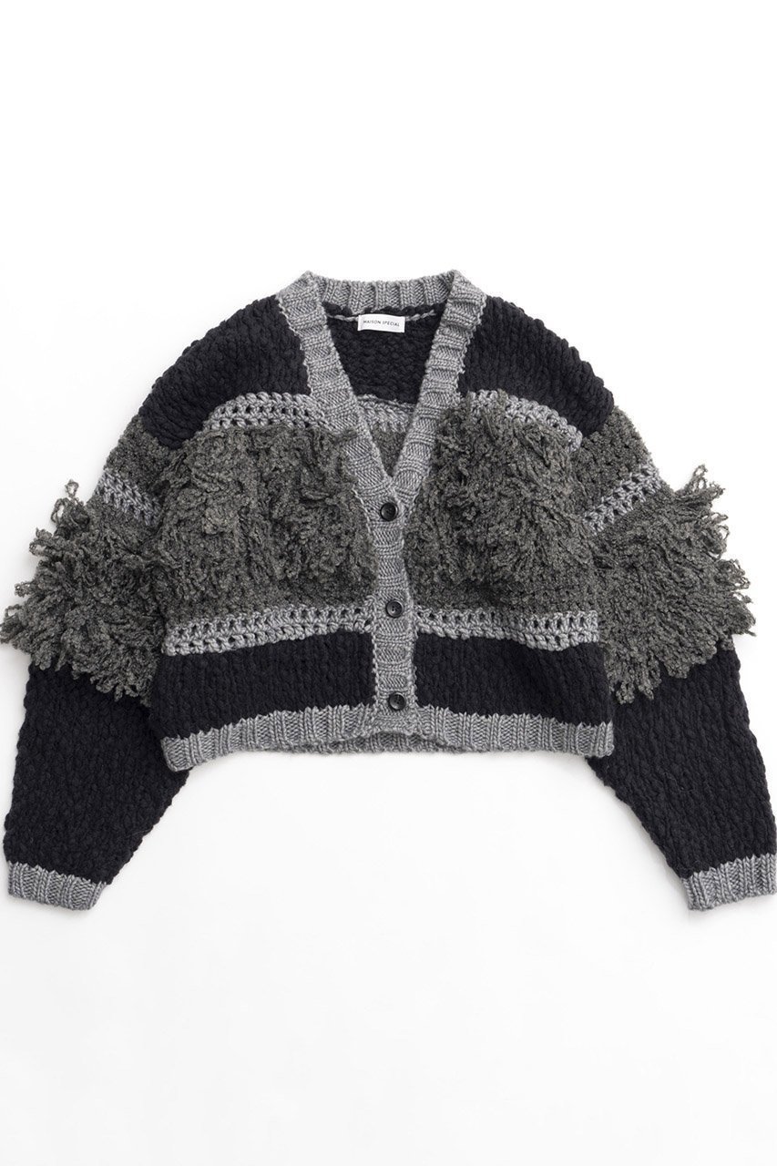 【メゾンスペシャル/MAISON SPECIAL】のMulti Fringe Cardigan/マルチフリンジカーディガン 人気、トレンドファッション・服の通販 founy(ファニー) 　ファッション　Fashion　レディースファッション　Fashion for Women　トップス・カットソー　Cut & Sew Tops　ニット　Knit Tops & Sweaters　カーディガン・羽織り　Layered Style Cardigans　カーディガン　Cardigan, Knitwear　コンパクト　Compact, Small Size　バランス　Balance, Style Balance　フリンジ　Fringe, Tassel　ミックス　Mix, Mixed Style　メッシュ　Mesh, Net Fabric　 other-1|ID: prp329100004607998 ipo3291000000032917836