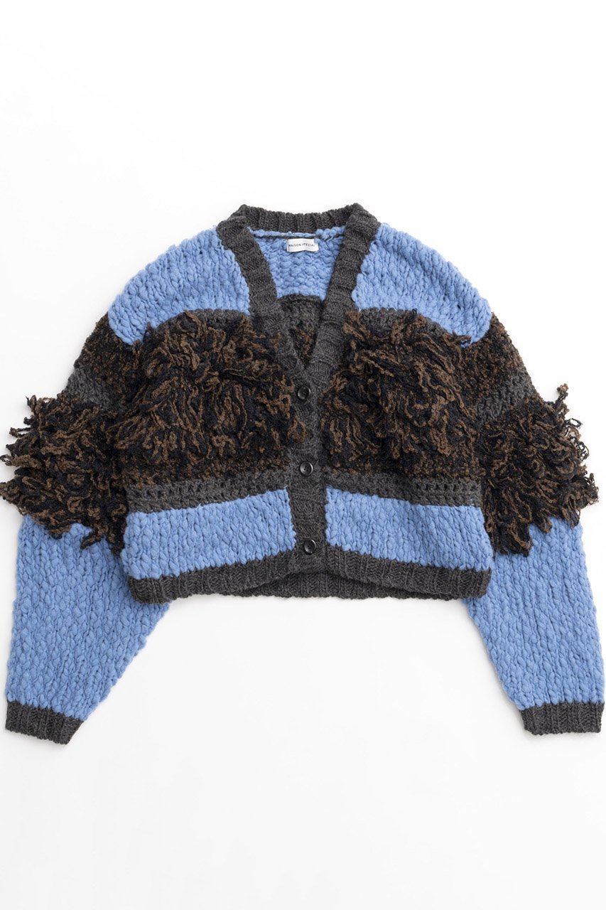【メゾンスペシャル/MAISON SPECIAL】のMulti Fringe Cardigan/マルチフリンジカーディガン インテリア・キッズ・メンズ・レディースファッション・服の通販 founy(ファニー) 　ファッション　Fashion　レディースファッション　Fashion for Women　トップス・カットソー　Cut & Sew Tops　ニット　Knit Tops & Sweaters　カーディガン・羽織り　Layered Style Cardigans　カーディガン　Cardigan, Knitwear　コンパクト　Compact, Small Size　バランス　Balance, Style Balance　フリンジ　Fringe, Tassel　ミックス　Mix, Mixed Style　メッシュ　Mesh, Net Fabric　BLU(ブルー)|ID: prp329100004607998 ipo3291000000032917869