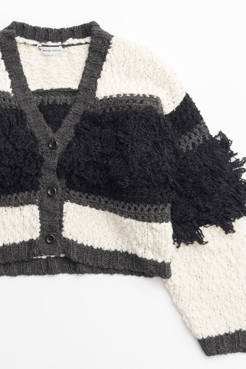 【メゾンスペシャル/MAISON SPECIAL】のMulti Fringe Cardigan/マルチフリンジカーディガン 人気、トレンドファッション・服の通販 founy(ファニー) 　ファッション　Fashion　レディースファッション　Fashion for Women　トップス・カットソー　Cut & Sew Tops　ニット　Knit Tops & Sweaters　カーディガン・羽織り　Layered Style Cardigans　カーディガン　Cardigan, Knitwear　コンパクト　Compact, Small Size　バランス　Balance, Style Balance　フリンジ　Fringe, Tassel　ミックス　Mix, Mixed Style　メッシュ　Mesh, Net Fabric　other-2|ID: prp329100004607998 ipo3291000000032917884