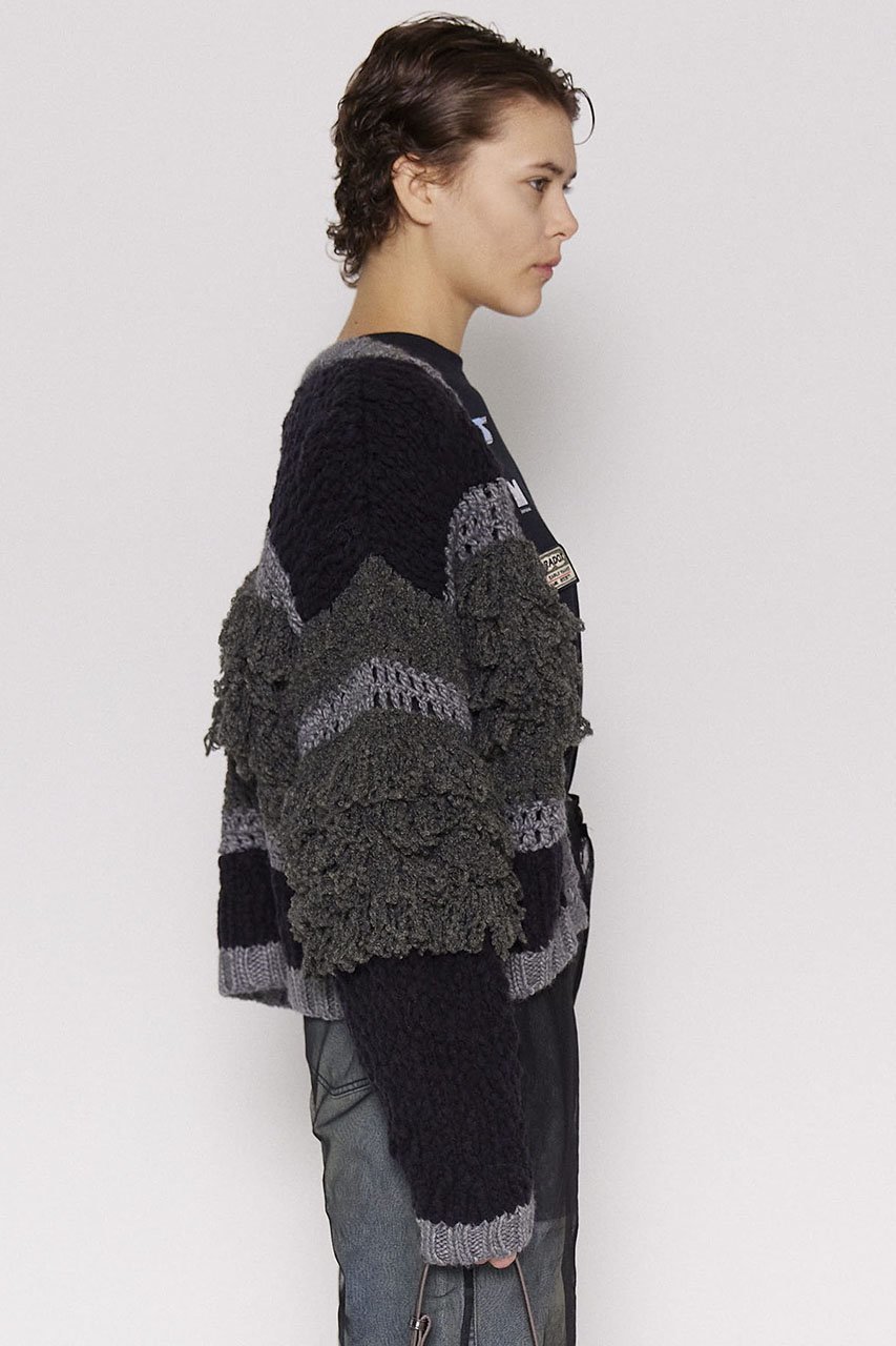 【メゾンスペシャル/MAISON SPECIAL】のMulti Fringe Cardigan/マルチフリンジカーディガン 人気、トレンドファッション・服の通販 founy(ファニー) 　ファッション　Fashion　レディースファッション　Fashion for Women　トップス・カットソー　Cut & Sew Tops　ニット　Knit Tops & Sweaters　カーディガン・羽織り　Layered Style Cardigans　カーディガン　Cardigan, Knitwear　コンパクト　Compact, Small Size　バランス　Balance, Style Balance　フリンジ　Fringe, Tassel　ミックス　Mix, Mixed Style　メッシュ　Mesh, Net Fabric　other-6|ID: prp329100004607998 ipo3291000000032917933