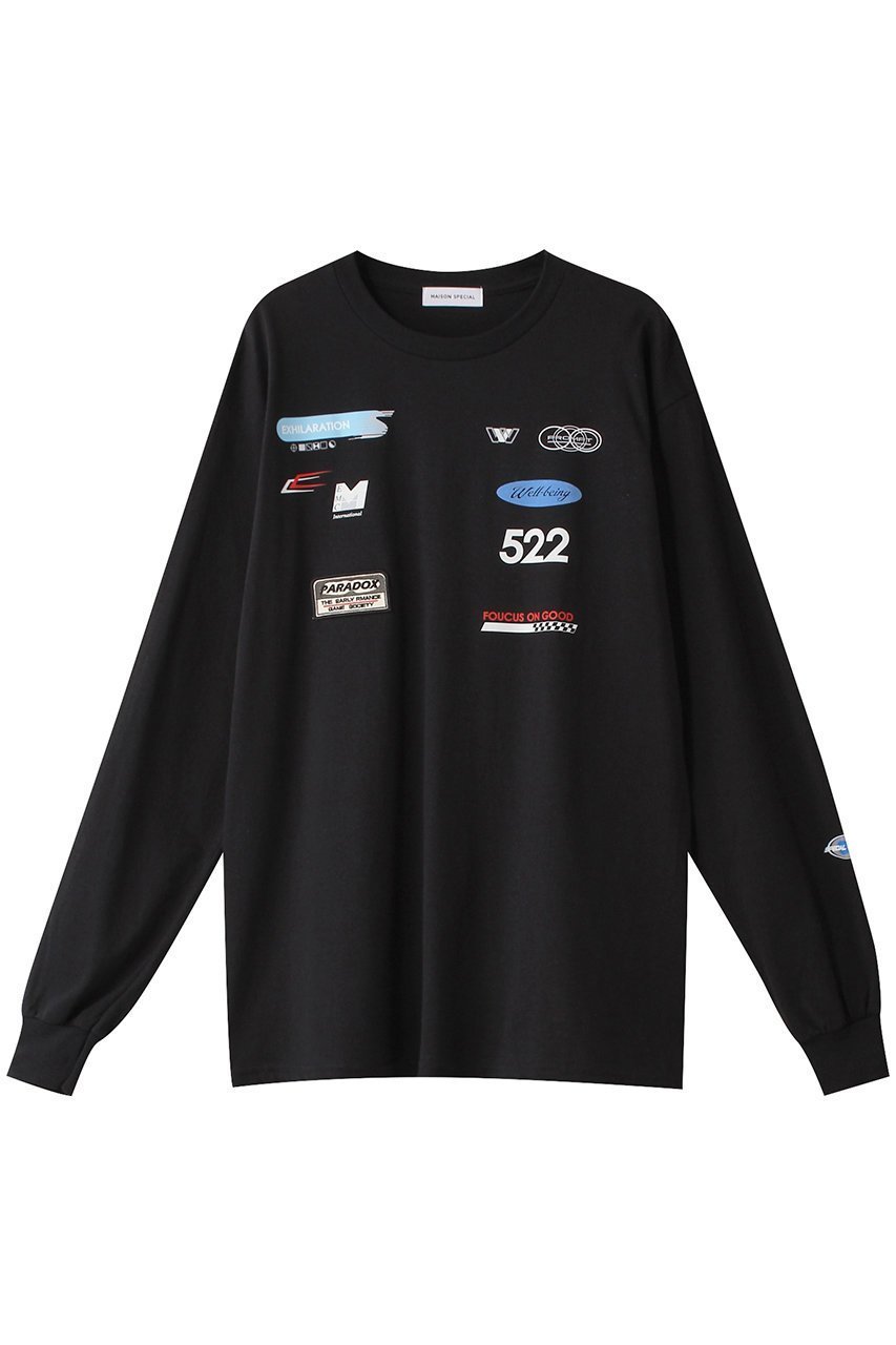 【メゾンスペシャル/MAISON SPECIAL】のSponsor Logo Print Long Sleeve T-shirt/スポンサーロゴロンTEE インテリア・キッズ・メンズ・レディースファッション・服の通販 founy(ファニー) 　ファッション　Fashion　レディースファッション　Fashion for Women　トップス・カットソー　Cut & Sew Tops　シャツ・ブラウス・オフィスカジュアル　Elegant Blouses & Button-Ups　ロングTシャツ・Tシャツ　Longline T-Shirts & Tees　カットソー・ベーシックTシャツ　Cut-and-Sewn Tops / Stretch Tees & Basics　インナー　Innerwear　ウォッシャブル　Machine Washable　グラフィック　Graphic, Graphic Design　スリーブ　Sleeve, Long Sleeve / Short Sleeve　プリント　Print, Printed Pattern　ロング　Long, Long-Length　BLK(ブラック)|ID: prp329100004608002 ipo3291000000032917882
