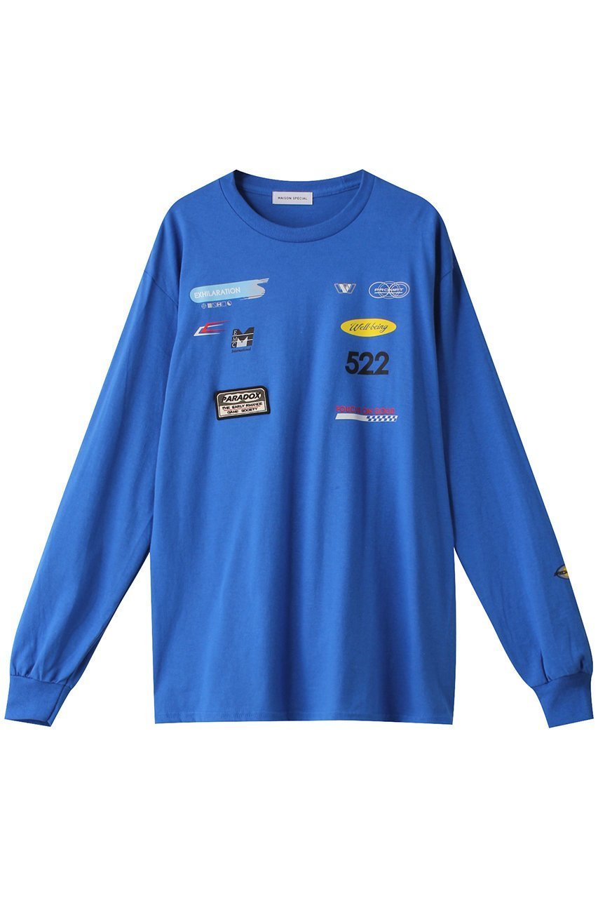 【メゾンスペシャル/MAISON SPECIAL】のSponsor Logo Print Long Sleeve T-shirt/スポンサーロゴロンTEE インテリア・キッズ・メンズ・レディースファッション・服の通販 founy(ファニー) 　ファッション　Fashion　レディースファッション　Fashion for Women　トップス・カットソー　Cut & Sew Tops　シャツ・ブラウス・オフィスカジュアル　Elegant Blouses & Button-Ups　ロングTシャツ・Tシャツ　Longline T-Shirts & Tees　カットソー・ベーシックTシャツ　Cut-and-Sewn Tops / Stretch Tees & Basics　インナー　Innerwear　ウォッシャブル　Machine Washable　グラフィック　Graphic, Graphic Design　スリーブ　Sleeve, Long Sleeve / Short Sleeve　プリント　Print, Printed Pattern　ロング　Long, Long-Length　BLU(ブルー)|ID: prp329100004608002 ipo3291000000034909193