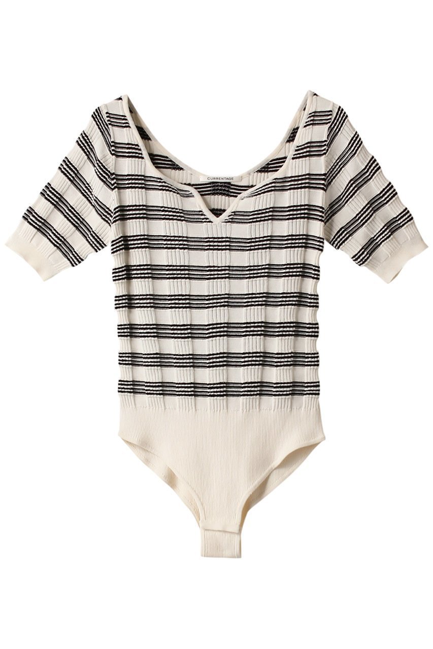 【マルティニーク/martinique】の【CURRENTAGE】ランダムボーダーニットボディスーツ インテリア・キッズ・メンズ・レディースファッション・服の通販 founy(ファニー) 　ファッション　Fashion　レディースファッション　Fashion for Women　トップス・カットソー　Cut & Sew Tops　ニット　Knit Tops & Sweaters　シャツ・ブラウス・オフィスカジュアル　Elegant Blouses & Button-Ups　ロングTシャツ・Tシャツ　Longline T-Shirts & Tees　カットソー・ベーシックTシャツ　Cut-and-Sewn Tops / Stretch Tees & Basics　クラシック　Classic, Timeless Style　ショート　Short, Short Length　シンプル　Simple, Minimal　スリーブ　Sleeve, Long Sleeve / Short Sleeve　スーツ　Suit, Formalwear　フィット　Fit, Slim Fit　ボーダー　Border, Stripe　モダン　Modern, Contemporary　ランダム　Random, Irregular　ヴィンテージ　Vintage Style　アイボリー|ID: prp329100004608016 ipo3291000000035041455