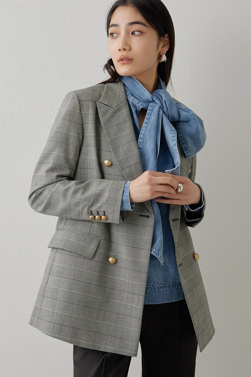 【ウィムガゼット/Whim Gazette】のダブルジャケット インテリア・キッズ・メンズ・レディースファッション・服の通販 founy(ファニー) 　ファッション　Fashion　レディースファッション　Fashion for Women　アウター　Coat / Outerwear Collection　レディースジャケット・軽アウター　Jackets　おすすめ　Recommended / Our Picks　クラシカル　Classical, Vintage-Inspired　ジャケット　Jacket, Outerwear　ストライプ　Stripe, Striped Pattern　セットアップ　Set-Up, Coordinated Outfit　ダブル　Double, Double-Breasted　チェック　Check, Plaid, Tartan　定番　Standard, Basic Item　無地　Plain, Solid Color　ブラック|ID: prp329100004608031 ipo3291000000032918675