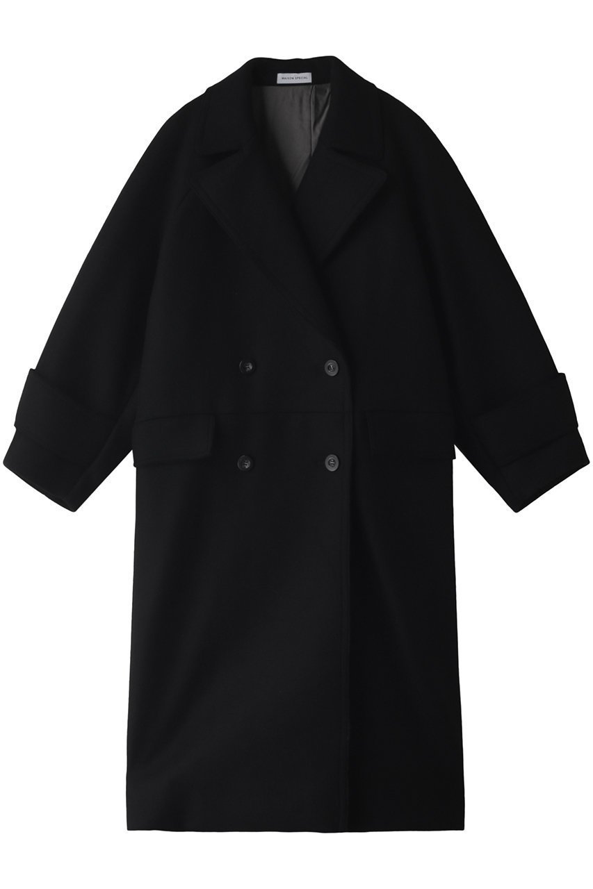【メゾンスペシャル/MAISON SPECIAL】のSuper140 Melton Double Coat/スーパー140メルトンダブルコート インテリア・キッズ・メンズ・レディースファッション・服の通販 founy(ファニー) 　ファッション　Fashion　レディースファッション　Fashion for Women　アウター　Coat / Outerwear Collection　コート・ロングコート・ピーコート　Long Coats, Peacoats & More　クラシック　Classic, Timeless Style　スリーブ　Sleeve, Long Sleeve / Short Sleeve　ダブル　Double, Double-Breasted　フラップ　Flap, Flap Pocket　ポケット　Pocket, Pocket Detail　メルトン　Melton, Heavy Wool　ロング　Long, Long-Length　冬　Winter / This Winter　エレガント 上品　Elegant　BLK(ブラック)|ID: prp329100004608033 ipo3291000000032918733