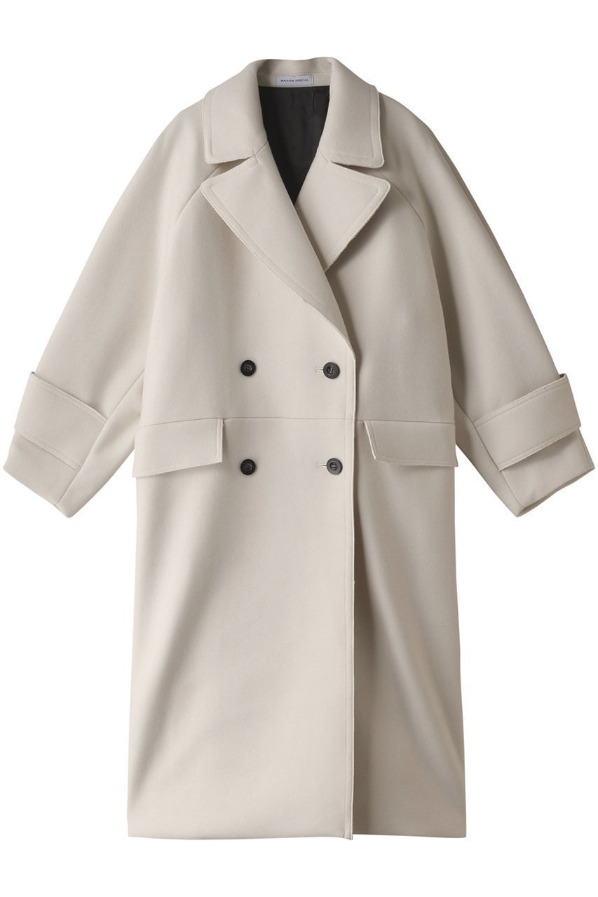 【メゾンスペシャル/MAISON SPECIAL】のSuper140 Melton Double Coat/スーパー140メルトンダブルコート インテリア・キッズ・メンズ・レディースファッション・服の通販 founy(ファニー) 　ファッション　Fashion　レディースファッション　Fashion for Women　アウター　Coat / Outerwear Collection　コート・ロングコート・ピーコート　Long Coats, Peacoats & More　クラシック　Classic, Timeless Style　スリーブ　Sleeve, Long Sleeve / Short Sleeve　ダブル　Double, Double-Breasted　フラップ　Flap, Flap Pocket　ポケット　Pocket, Pocket Detail　メルトン　Melton, Heavy Wool　ロング　Long, Long-Length　冬　Winter / This Winter　エレガント 上品　Elegant　O.WHT(オフホワイト)|ID: prp329100004608033 ipo3291000000032918741